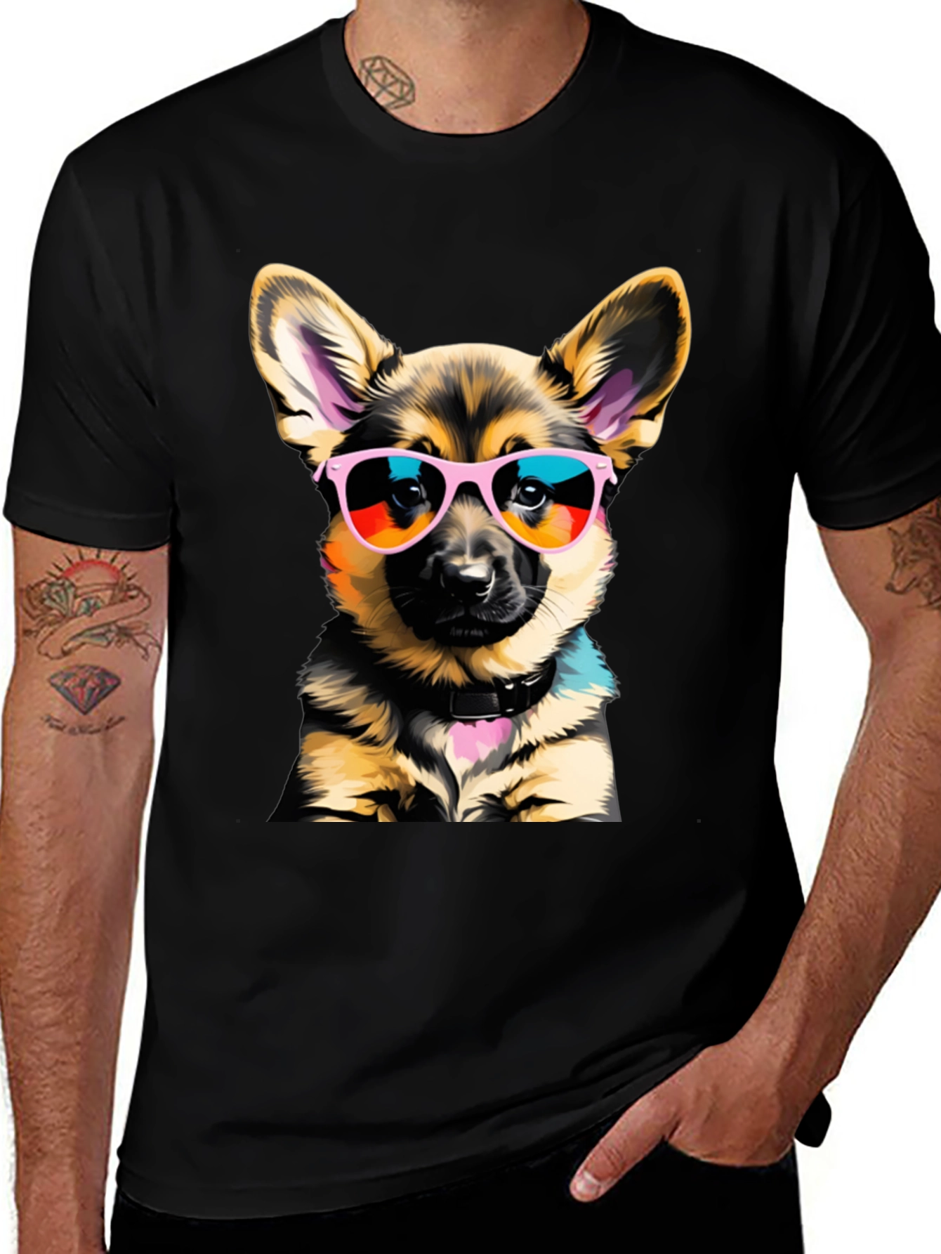 Cool Dog T-Shirt: German Shepherd Puppy in Shades