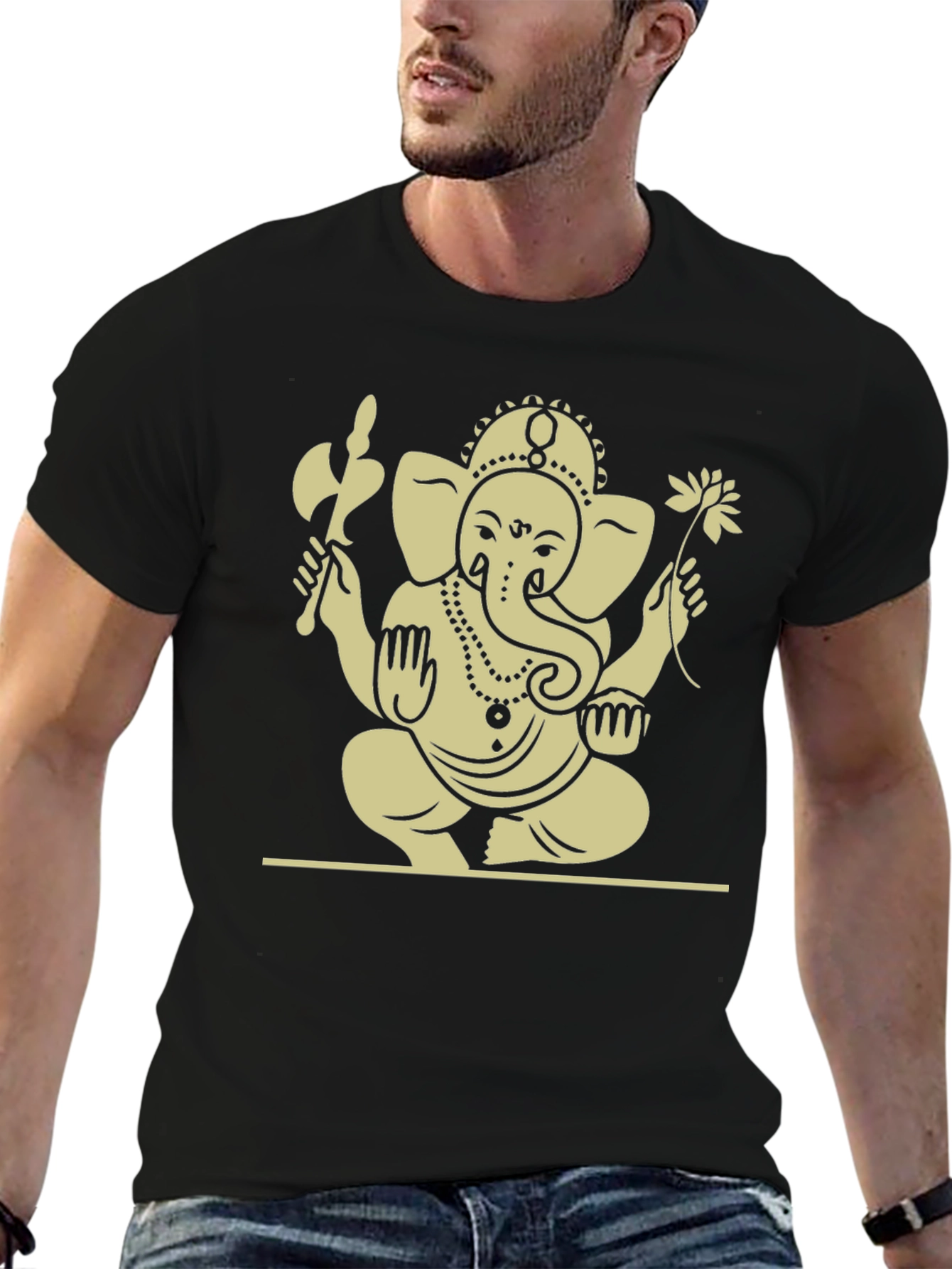 Ganesh Graphic Tee - Black Cotton Blend