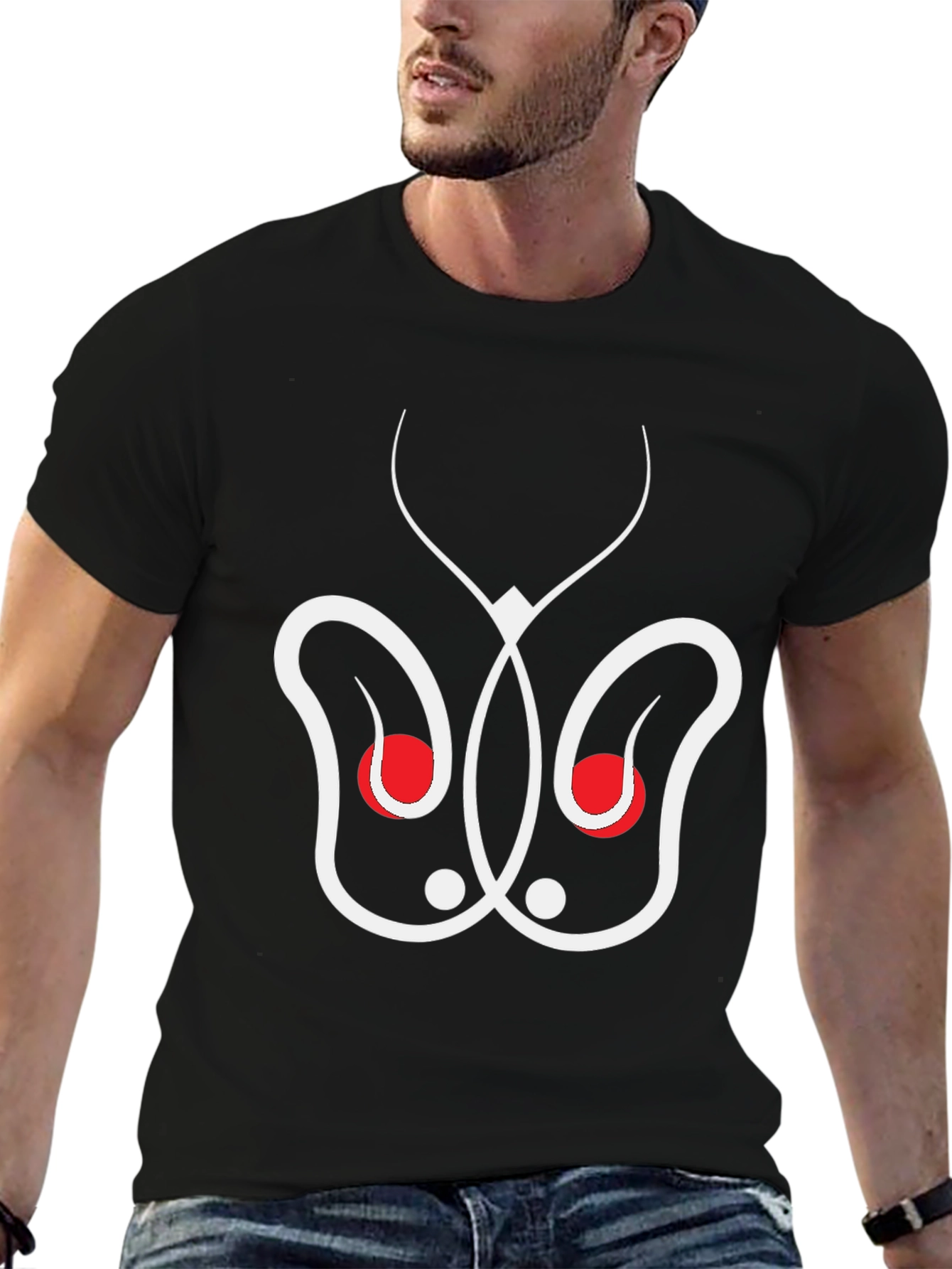 Abstract Butterfly Graphic Tee - Black Cotton Blend