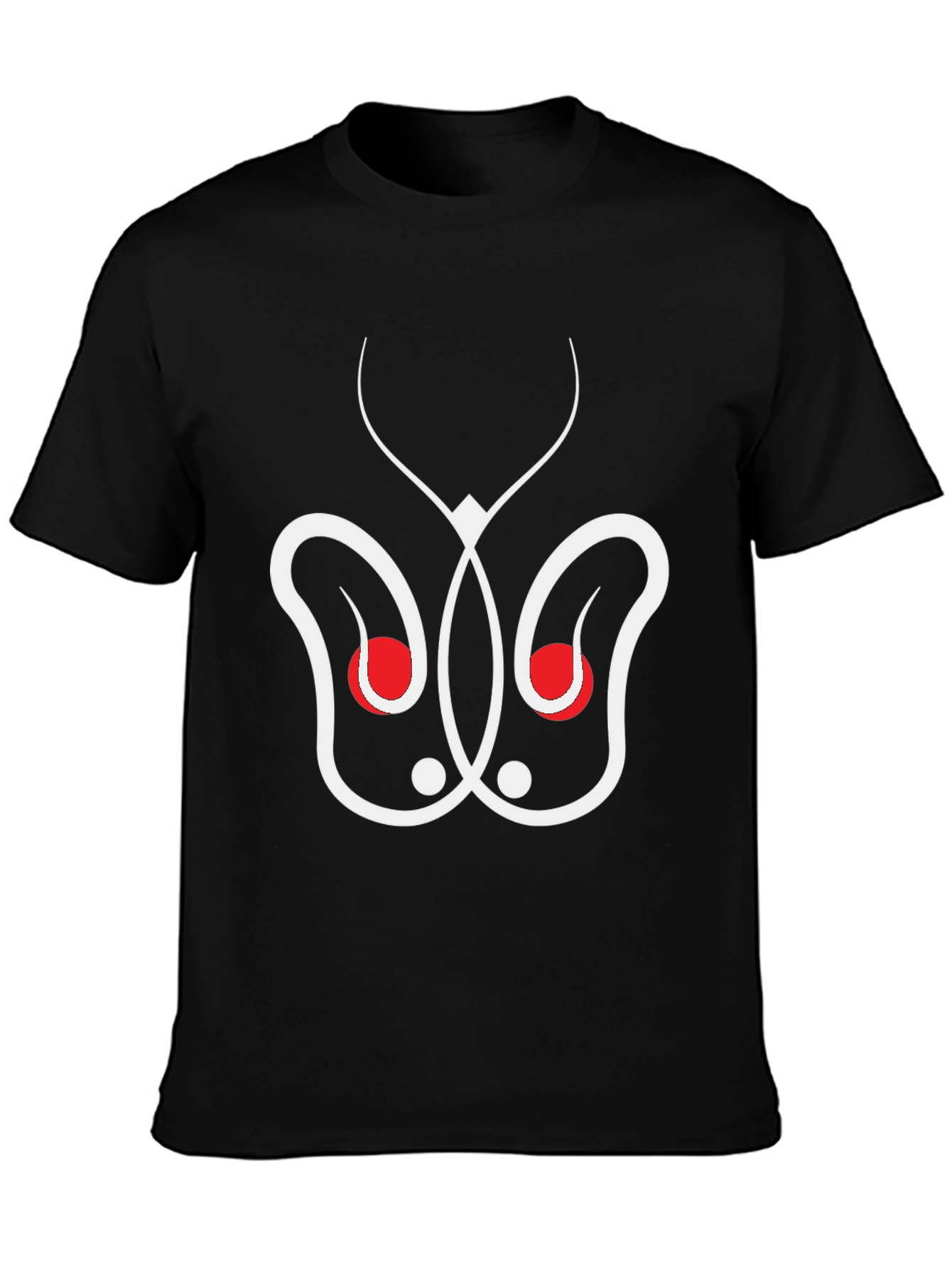 Abstract Butterfly Graphic Tee - Black Cotton Blend