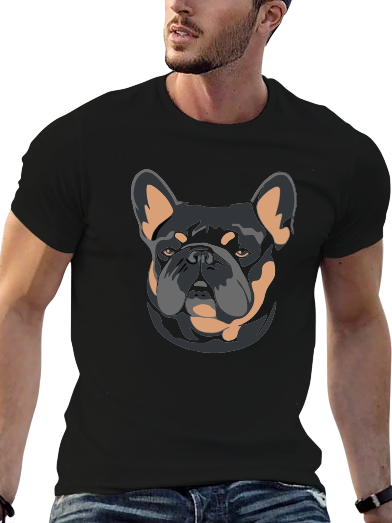 Black Dog Graphic T-Shirt - French Bulldog Design
