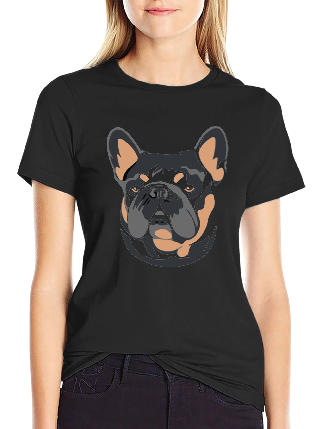 Black Dog Graphic T-Shirt - French Bulldog Design