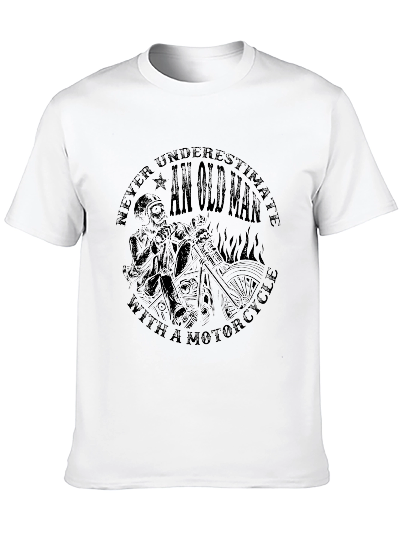 Old Man Motorcycle Graphic Tee - Black