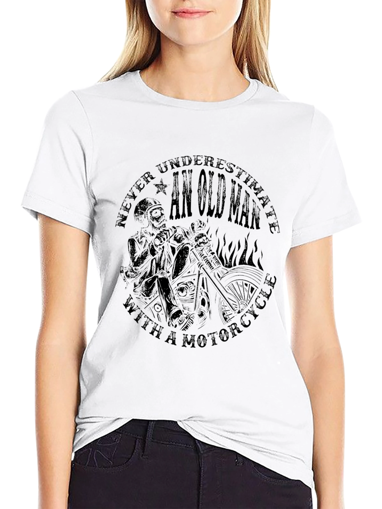 Old Man Motorcycle Graphic Tee - Black