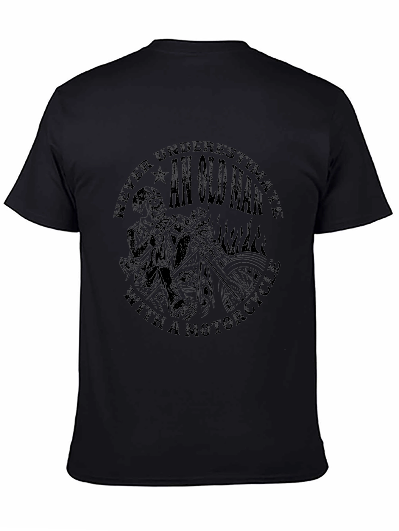 Old Man Motorcycle Graphic Tee - Black