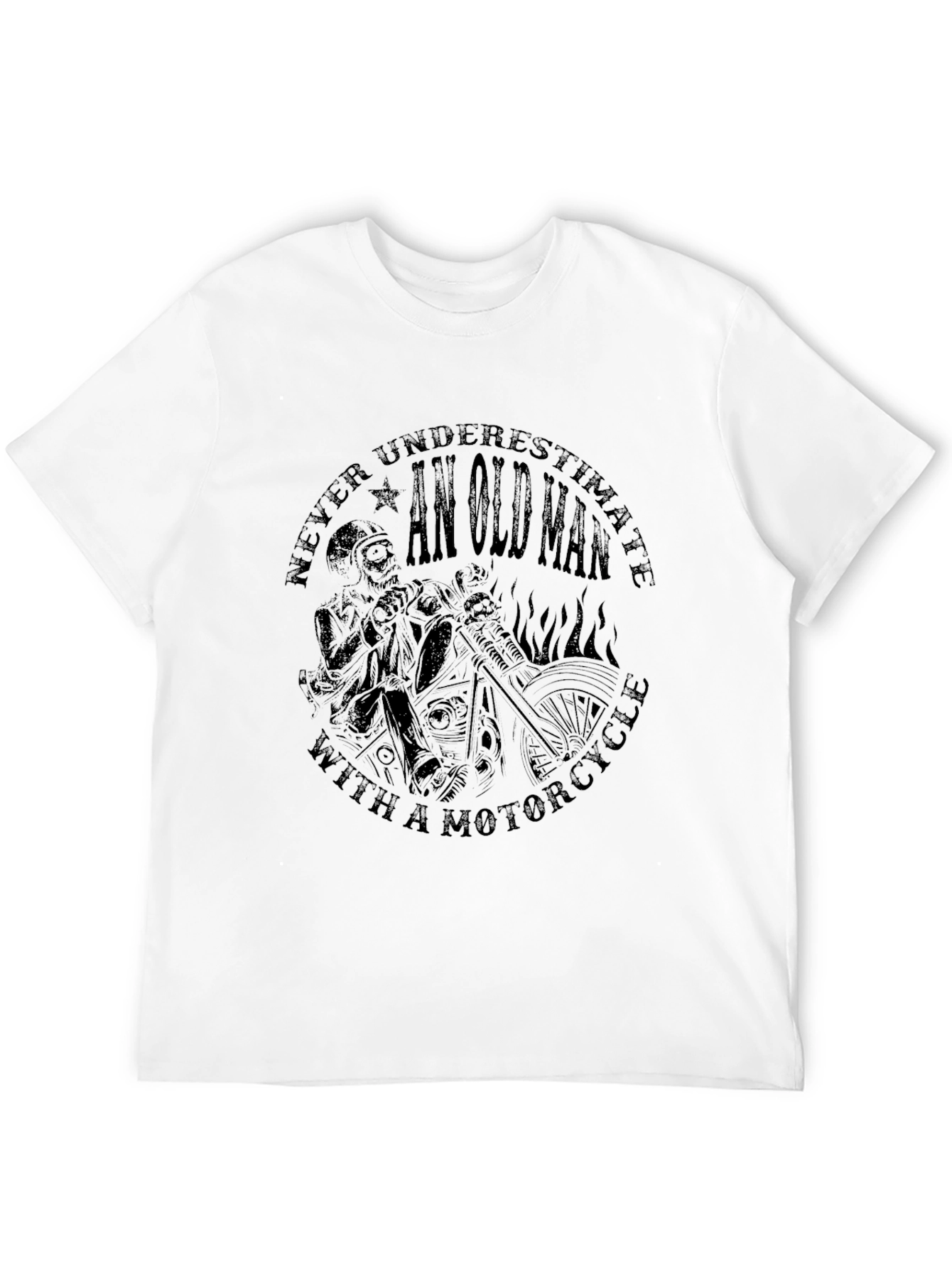 Old Man Motorcycle Graphic Tee - Black