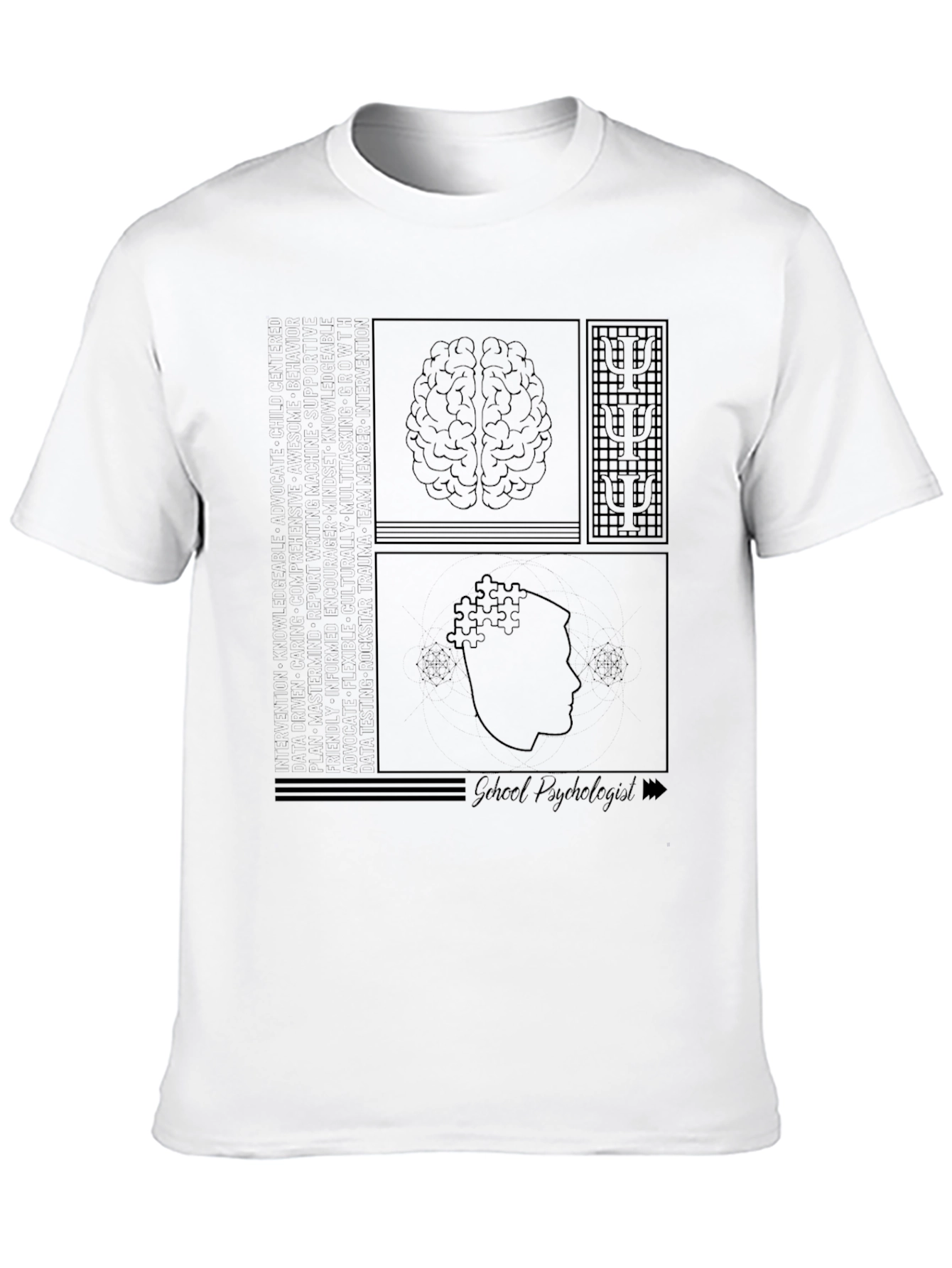 Psychology Brain T-Shirt - Black Cotton
