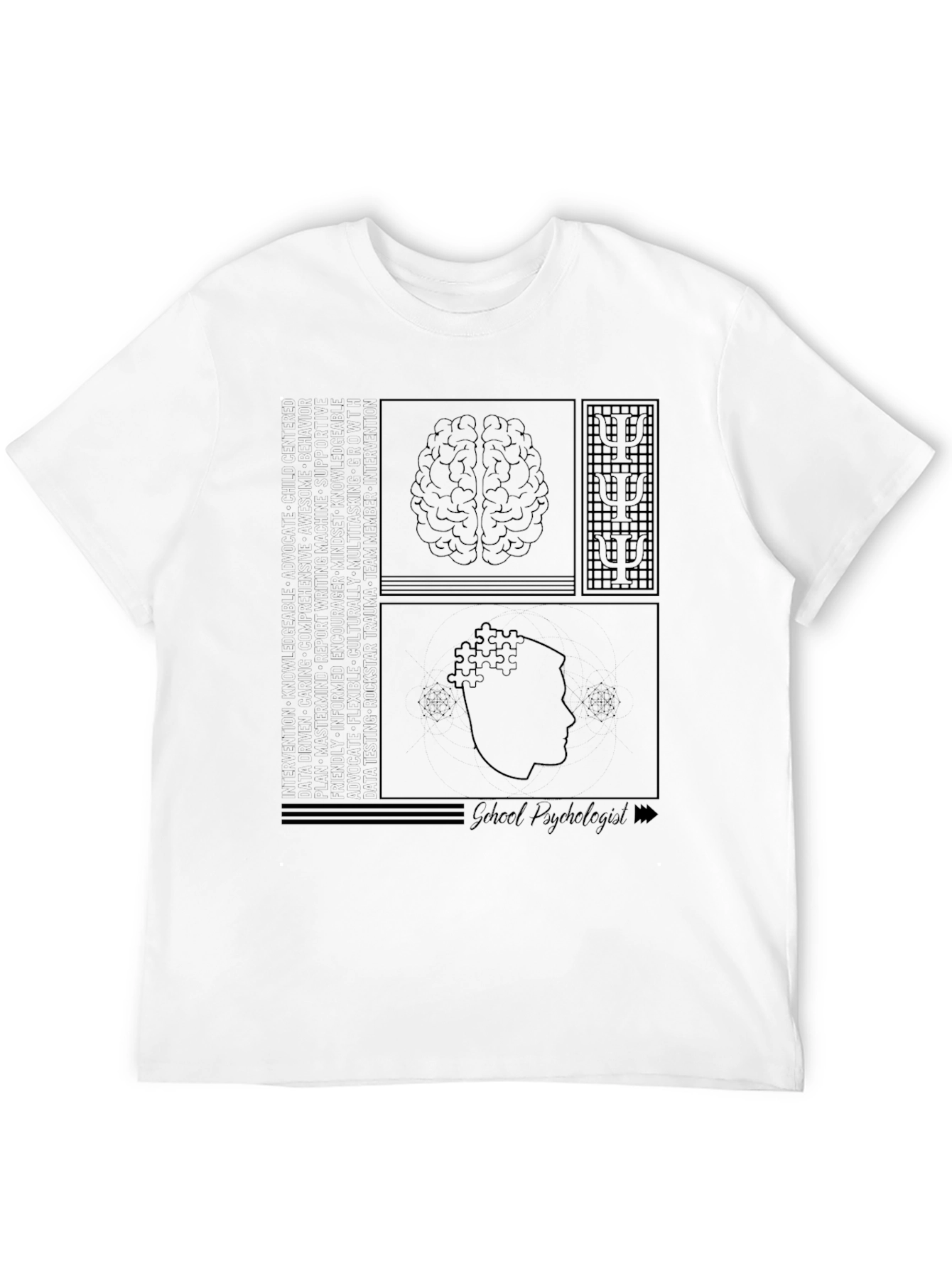 Psychology Brain T-Shirt - Black Cotton