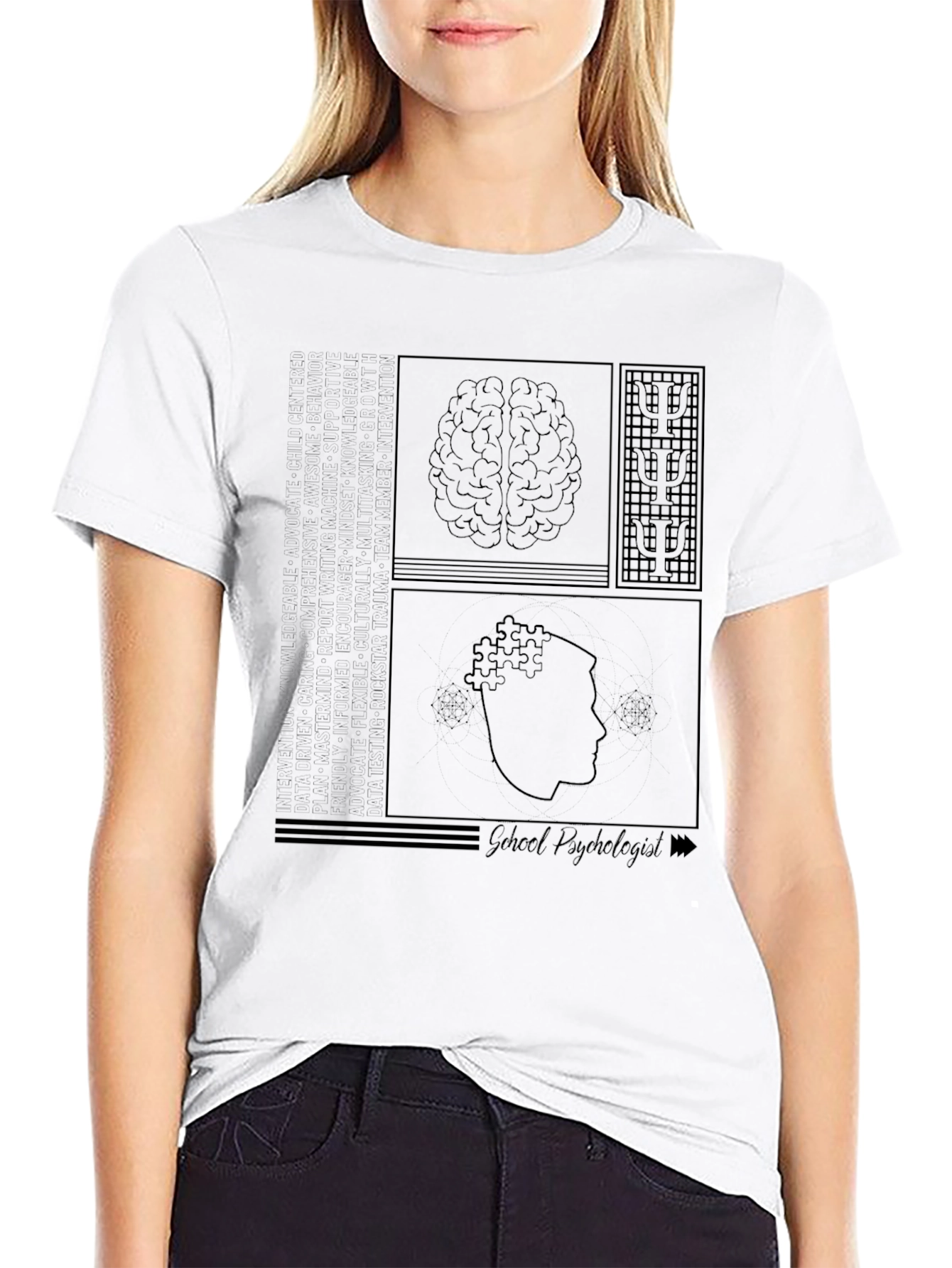 Psychology Brain T-Shirt - Black Cotton