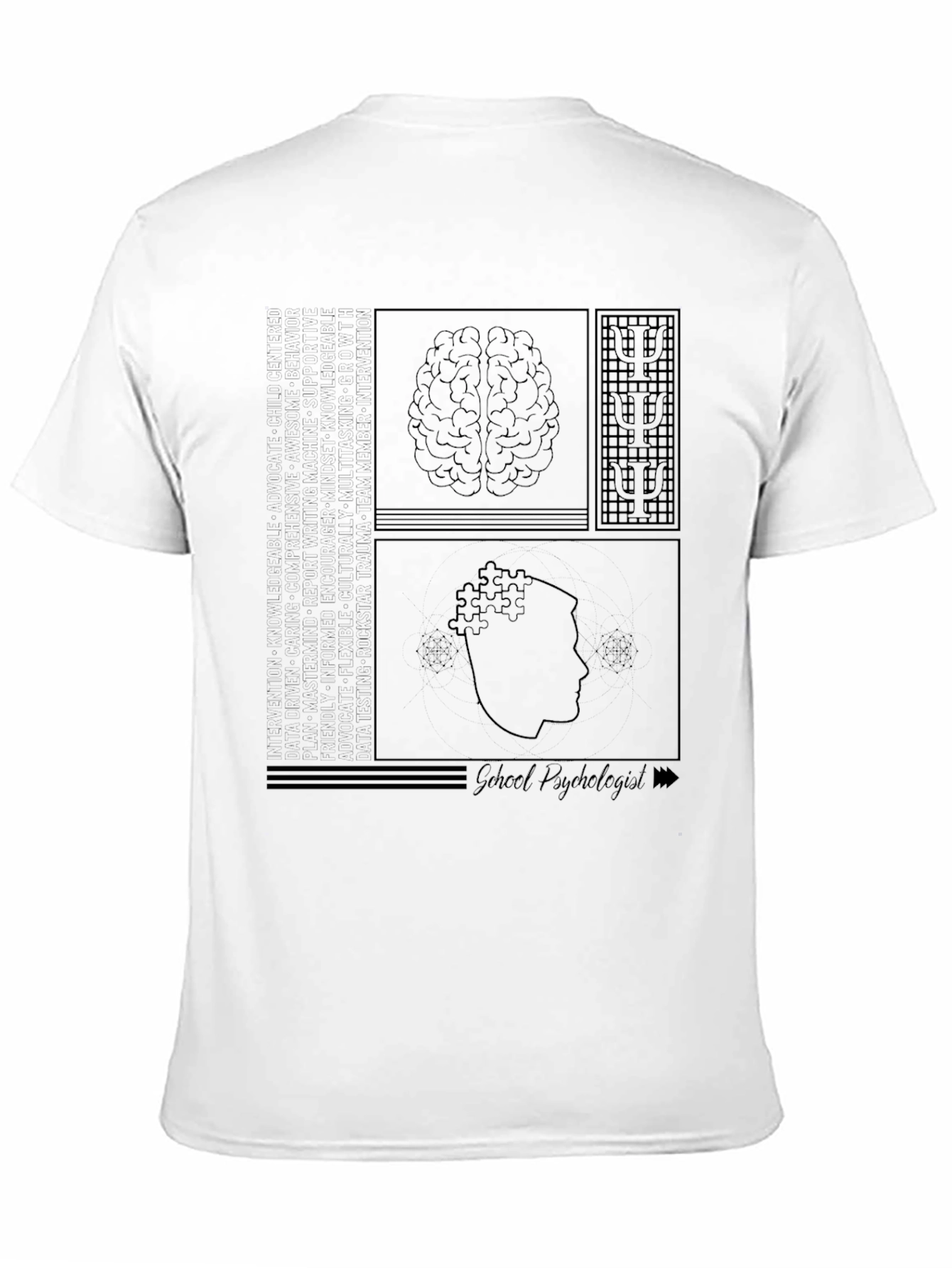 Psychology Brain T-Shirt - Black Cotton