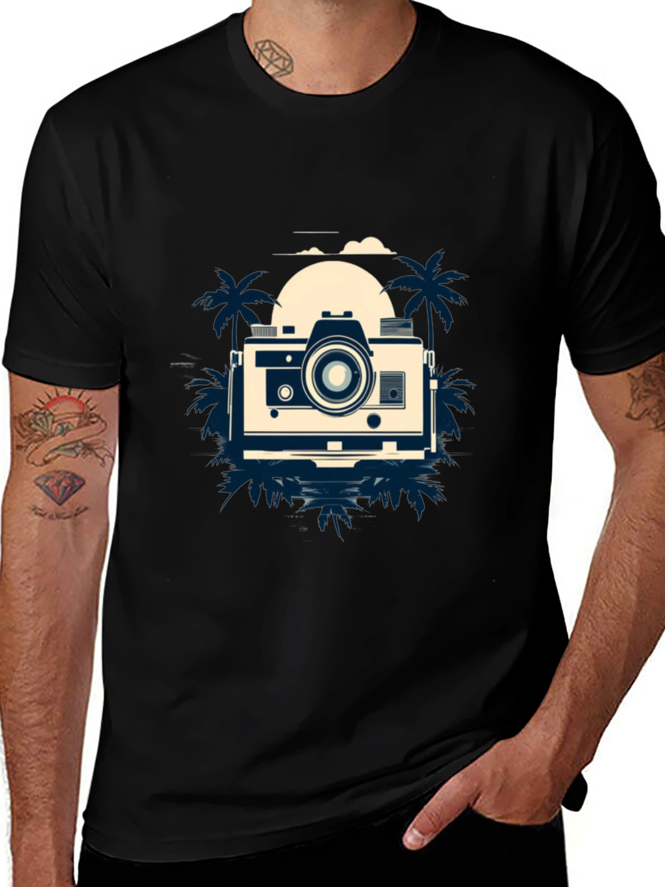 Retro Camera Beach Graphic T-Shirt