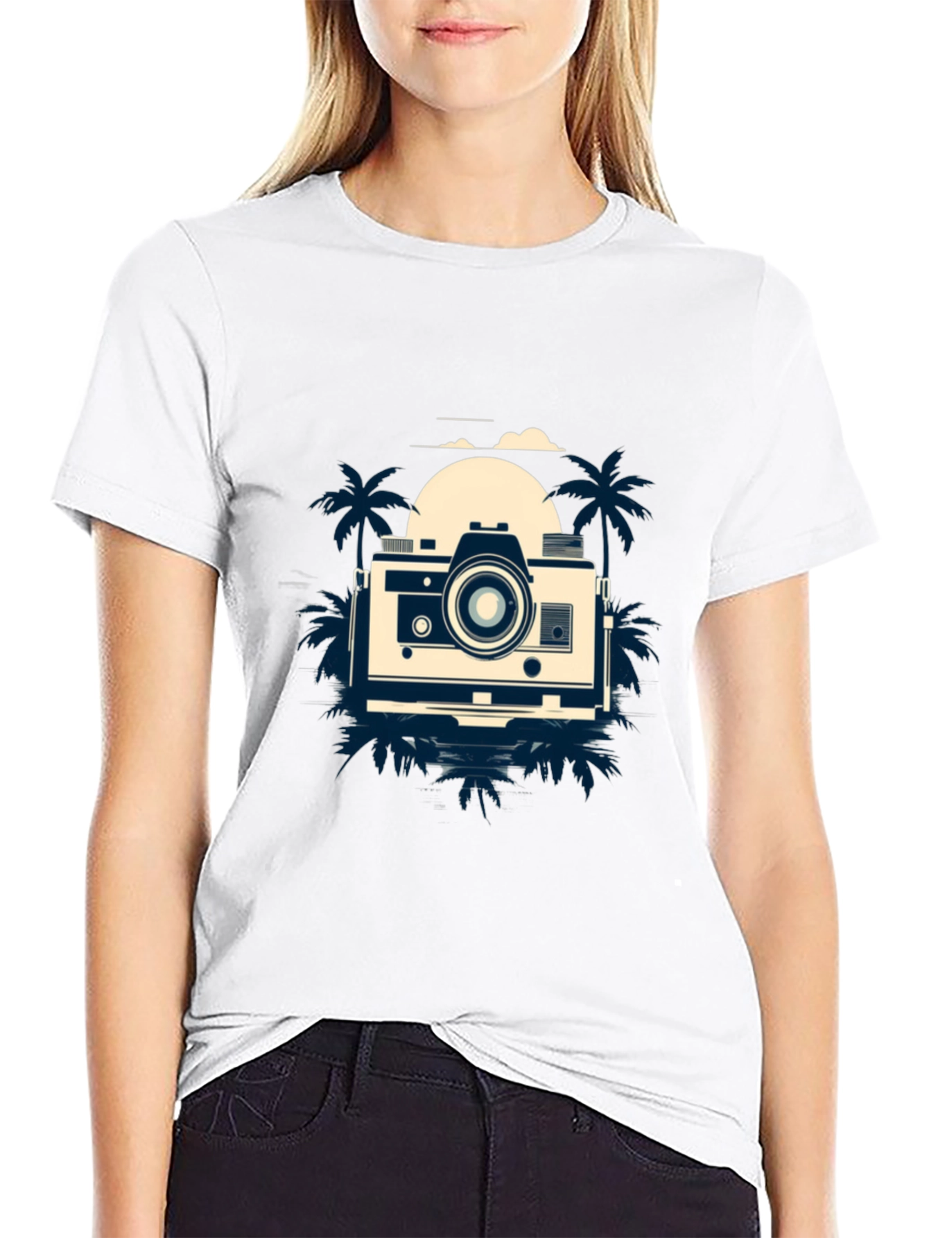 Retro Camera Beach Graphic T-Shirt