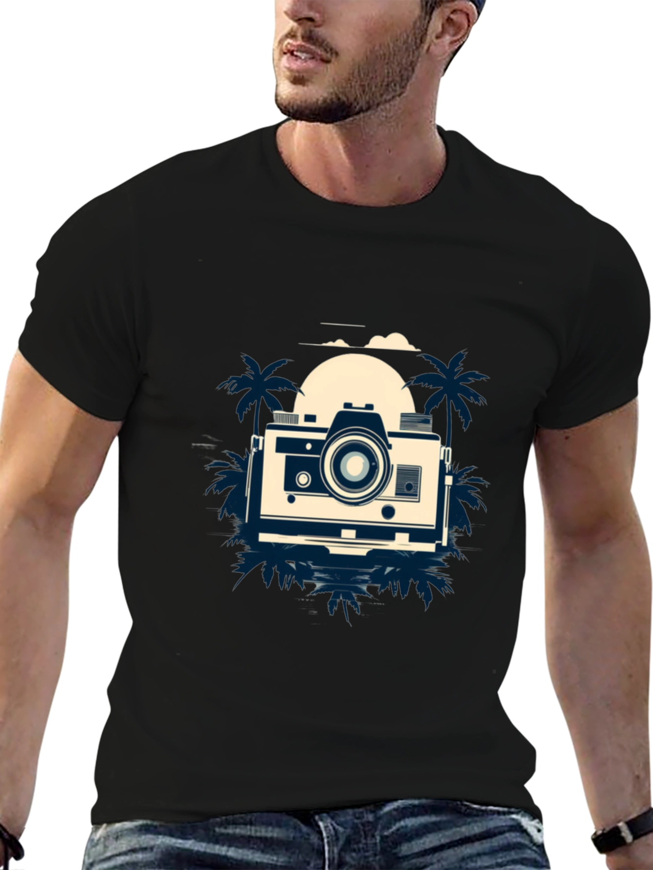Retro Camera Beach Graphic T-Shirt