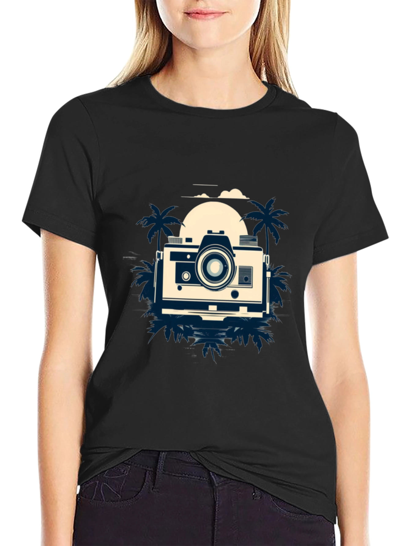Retro Camera Beach Graphic T-Shirt