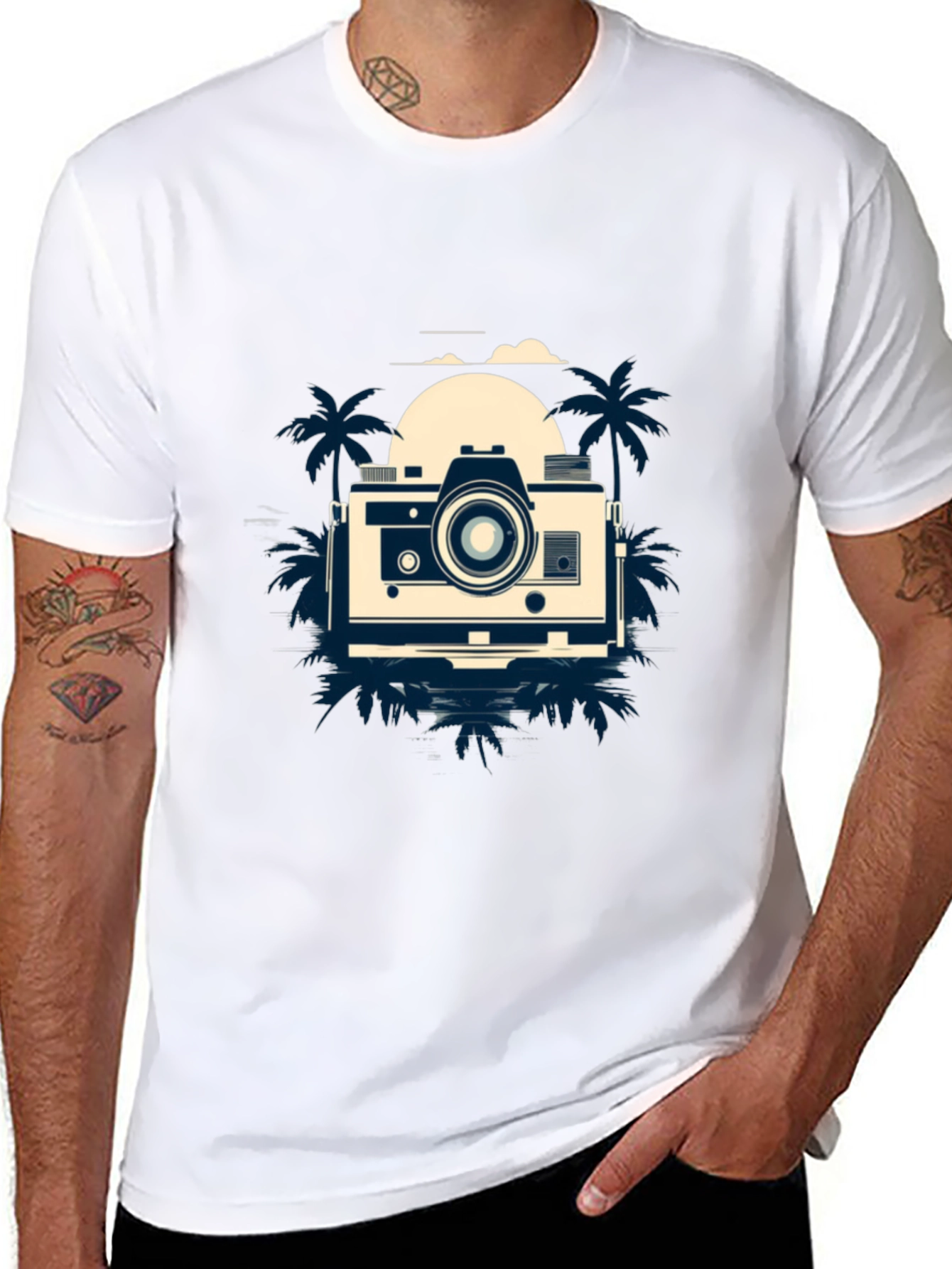 Retro Camera Beach Graphic T-Shirt