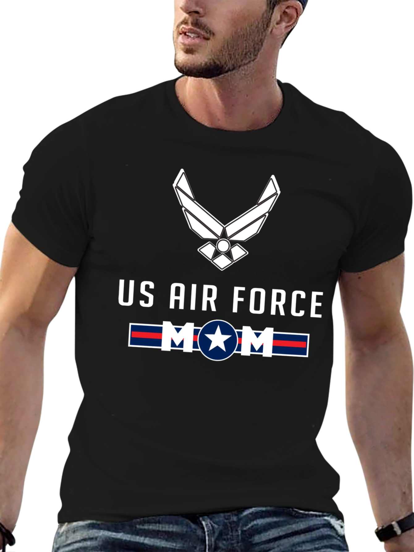 US Air Force Mom Graphic Tee - Black