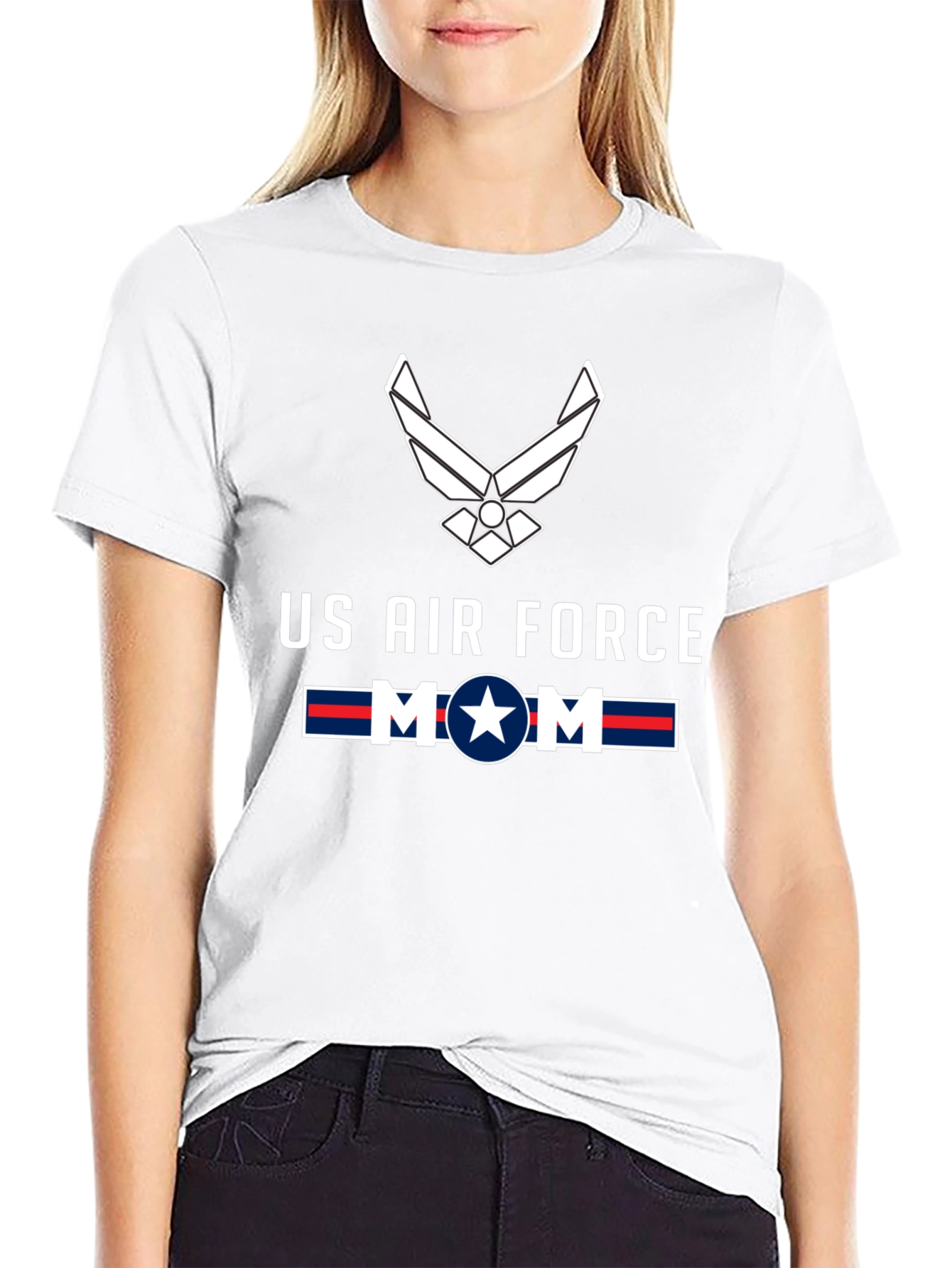 US Air Force Mom Graphic Tee - Black