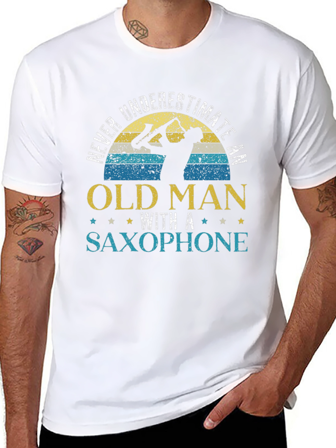 Never Underestimate Old Man Saxophone T-Shirt