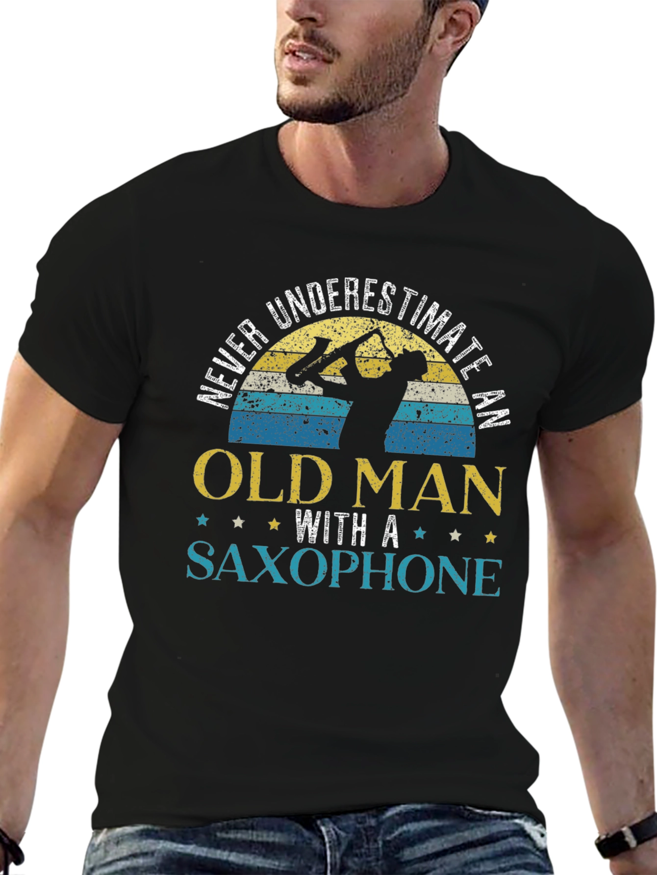 Never Underestimate Old Man Saxophone T-Shirt