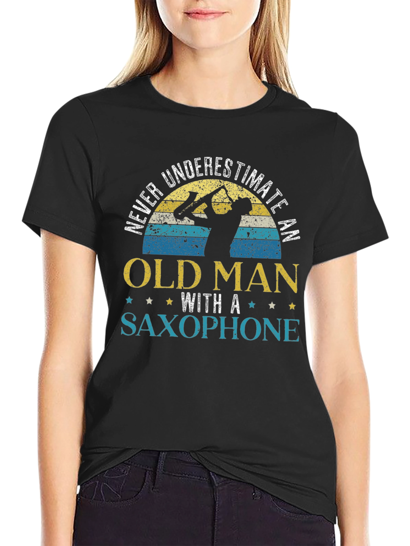 Never Underestimate Old Man Saxophone T-Shirt