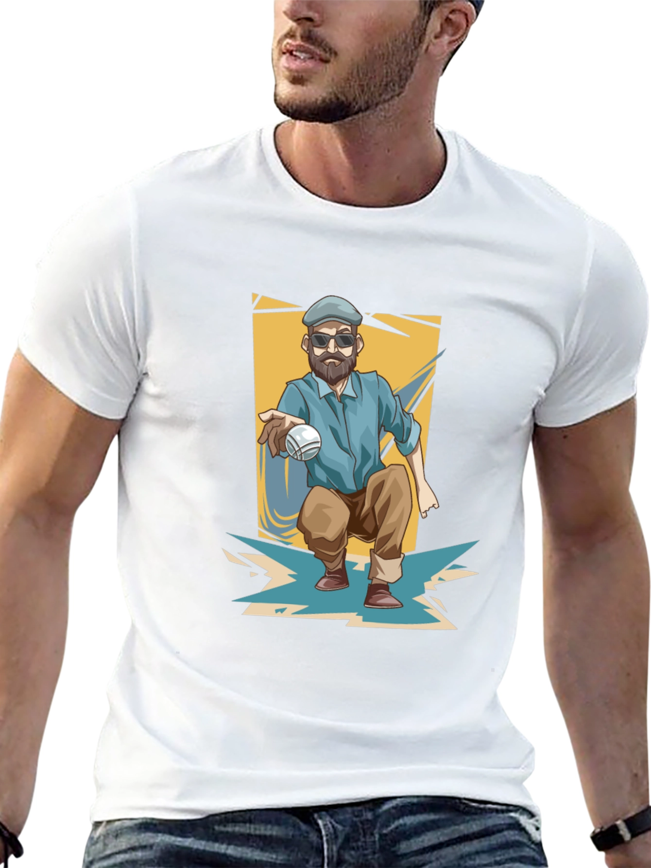 Cool Bocce Player Graphic T-Shirt