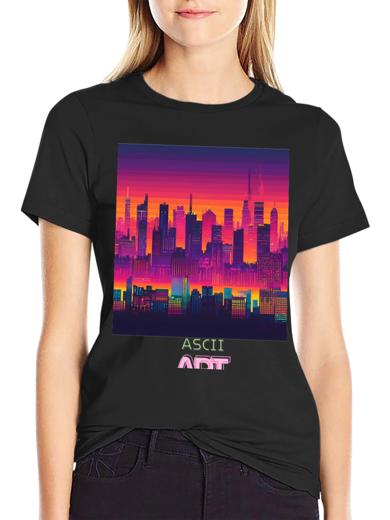 Retro Pixel Cityscape T-Shirt