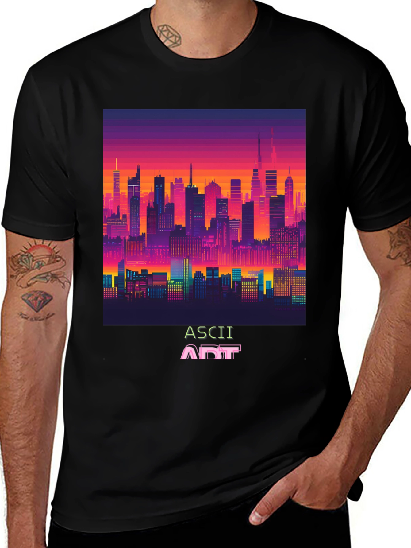 Retro Pixel Cityscape T-Shirt