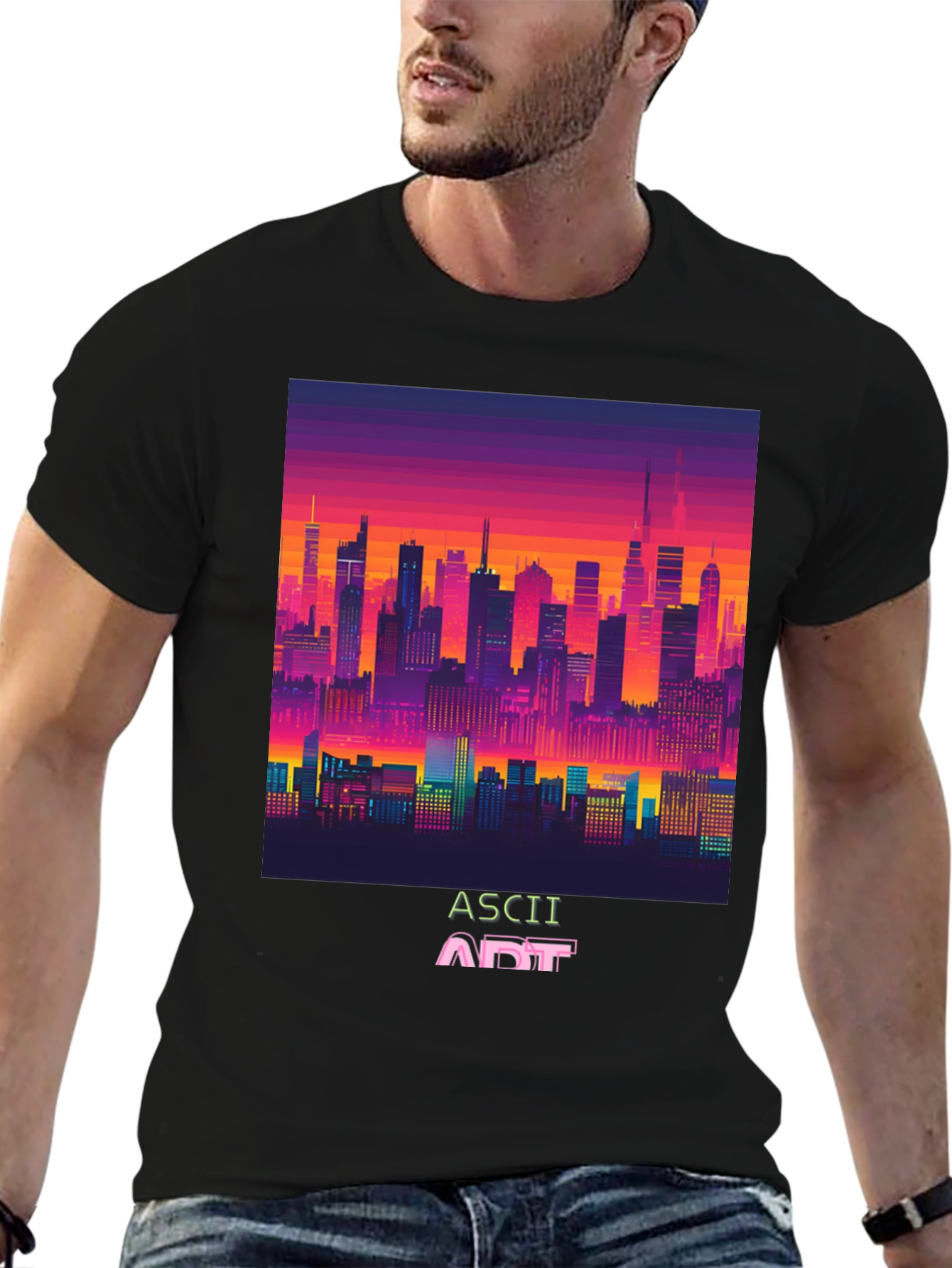 Retro Pixel Cityscape T-Shirt