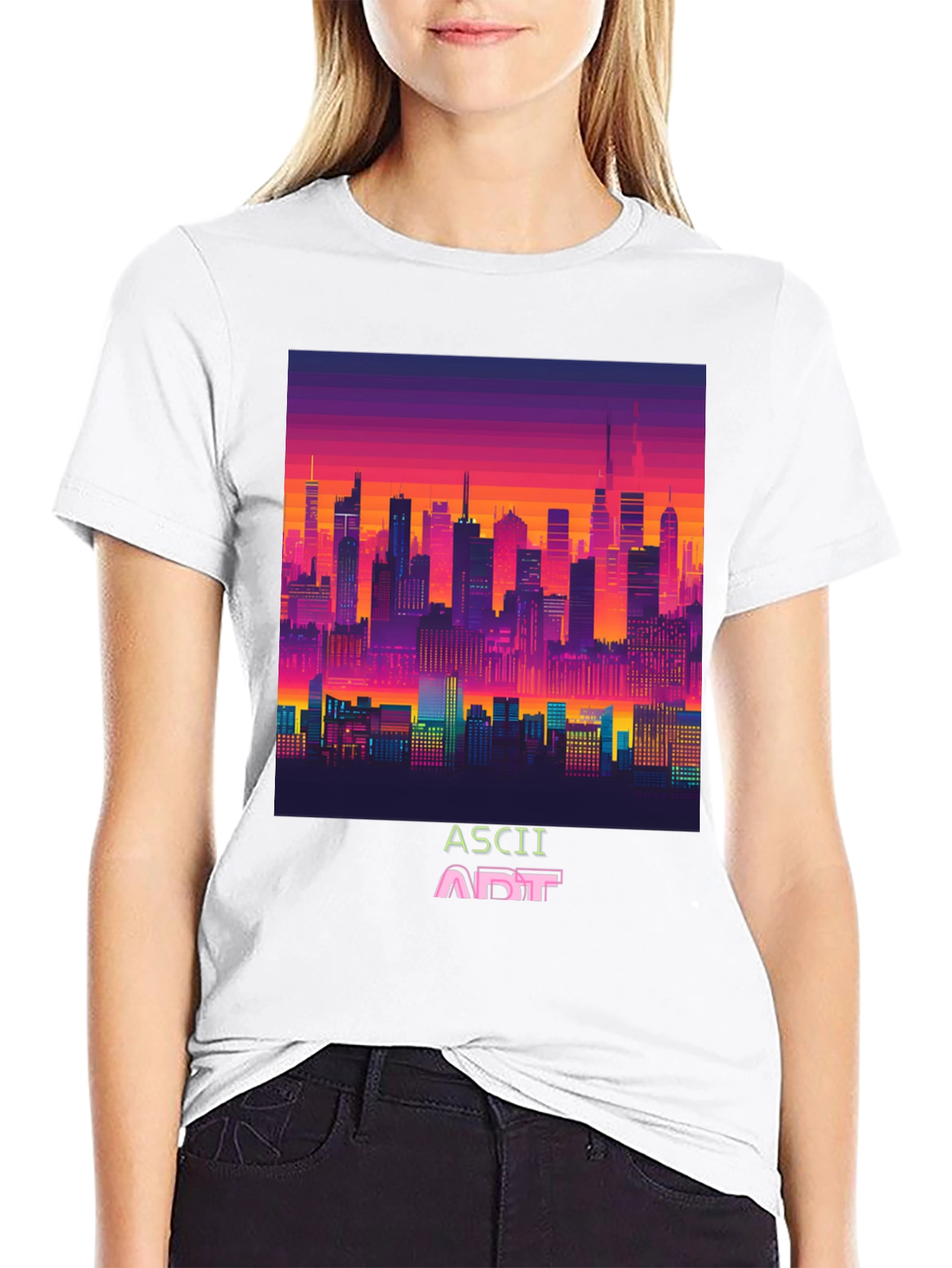 Retro Pixel Cityscape T-Shirt