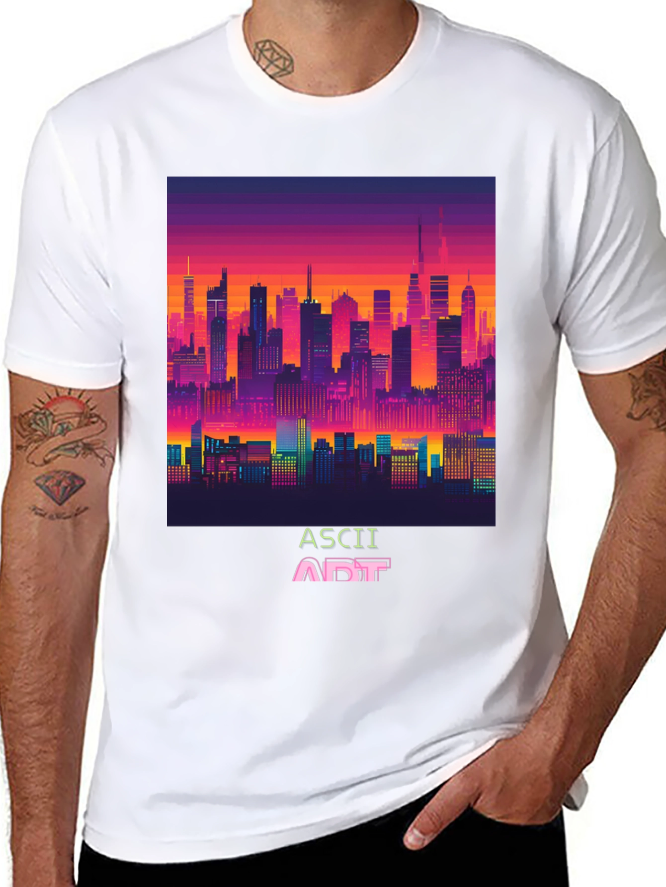 Retro Pixel Cityscape T-Shirt