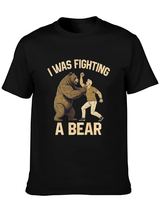 Fighting a Bear T-Shirt - Mens Black Graphic Tee