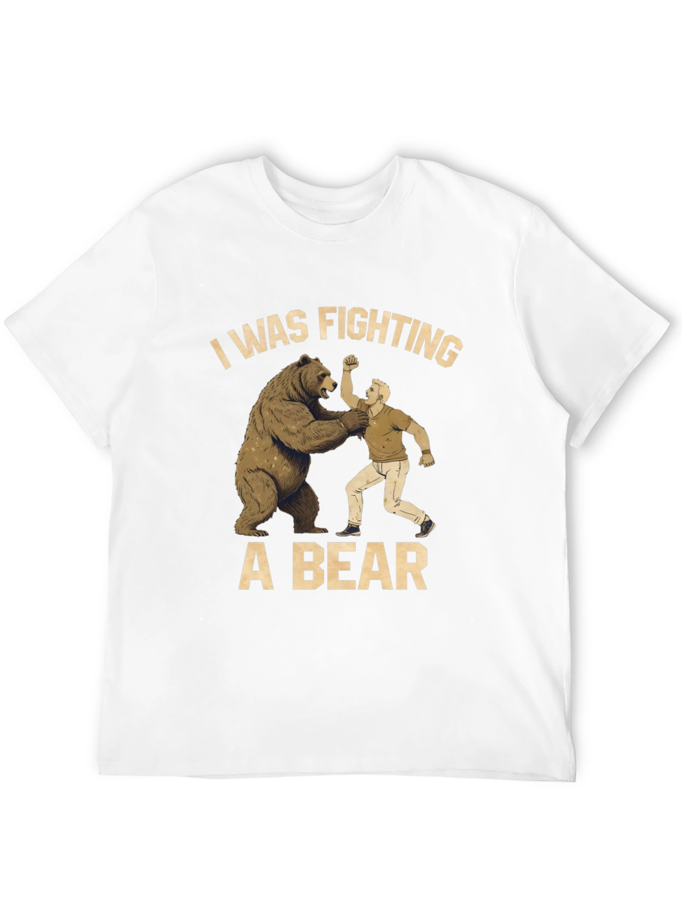 Fighting a Bear T-Shirt - Mens Black Graphic Tee