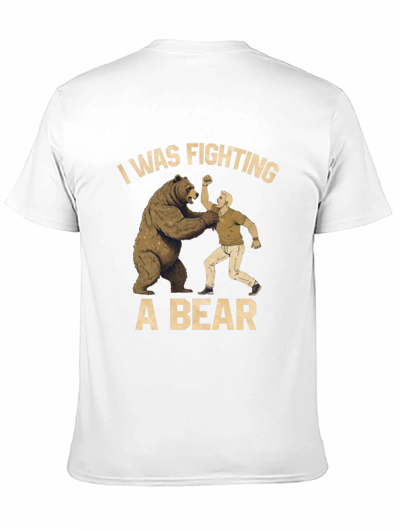 Fighting a Bear T-Shirt - Mens Black Graphic Tee