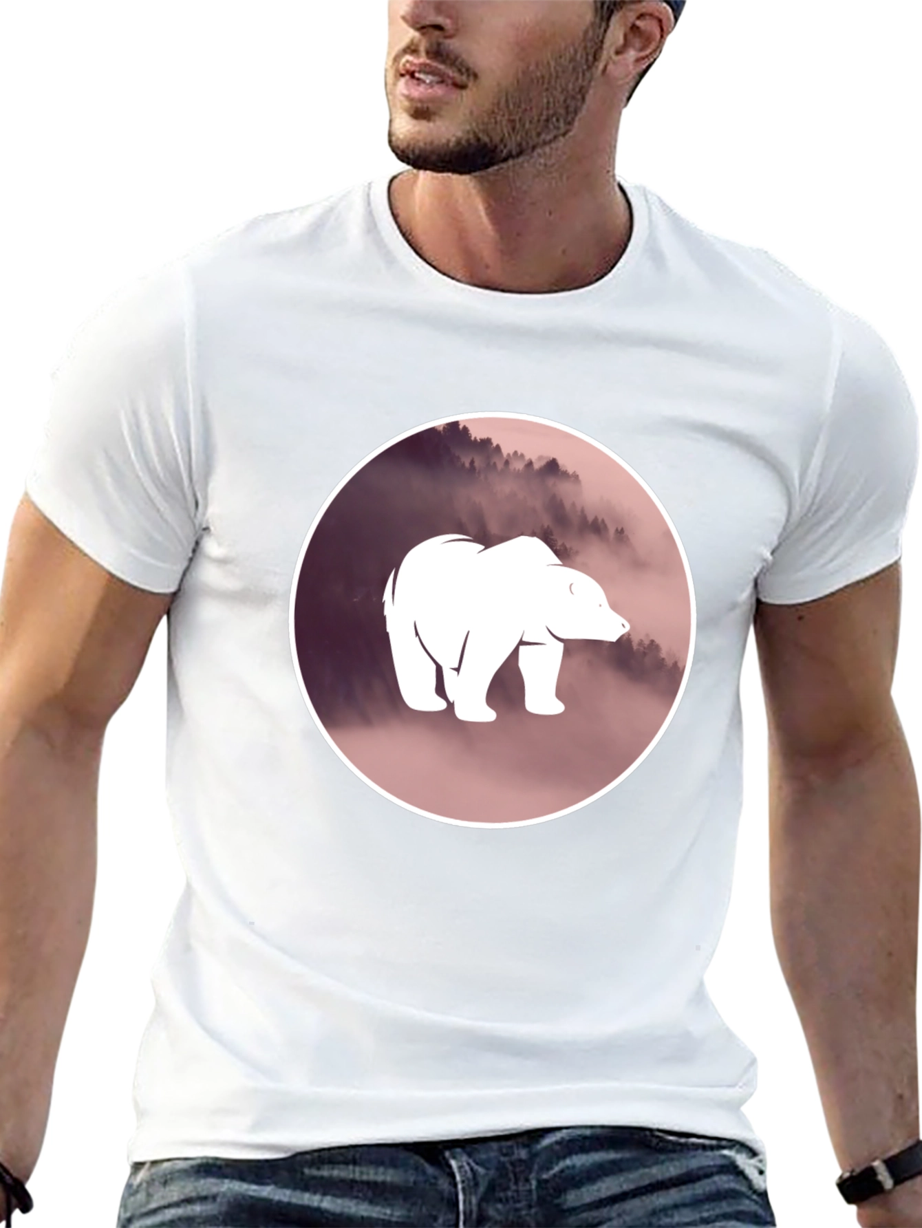 Bear Silhouette Graphic Black T-Shirt