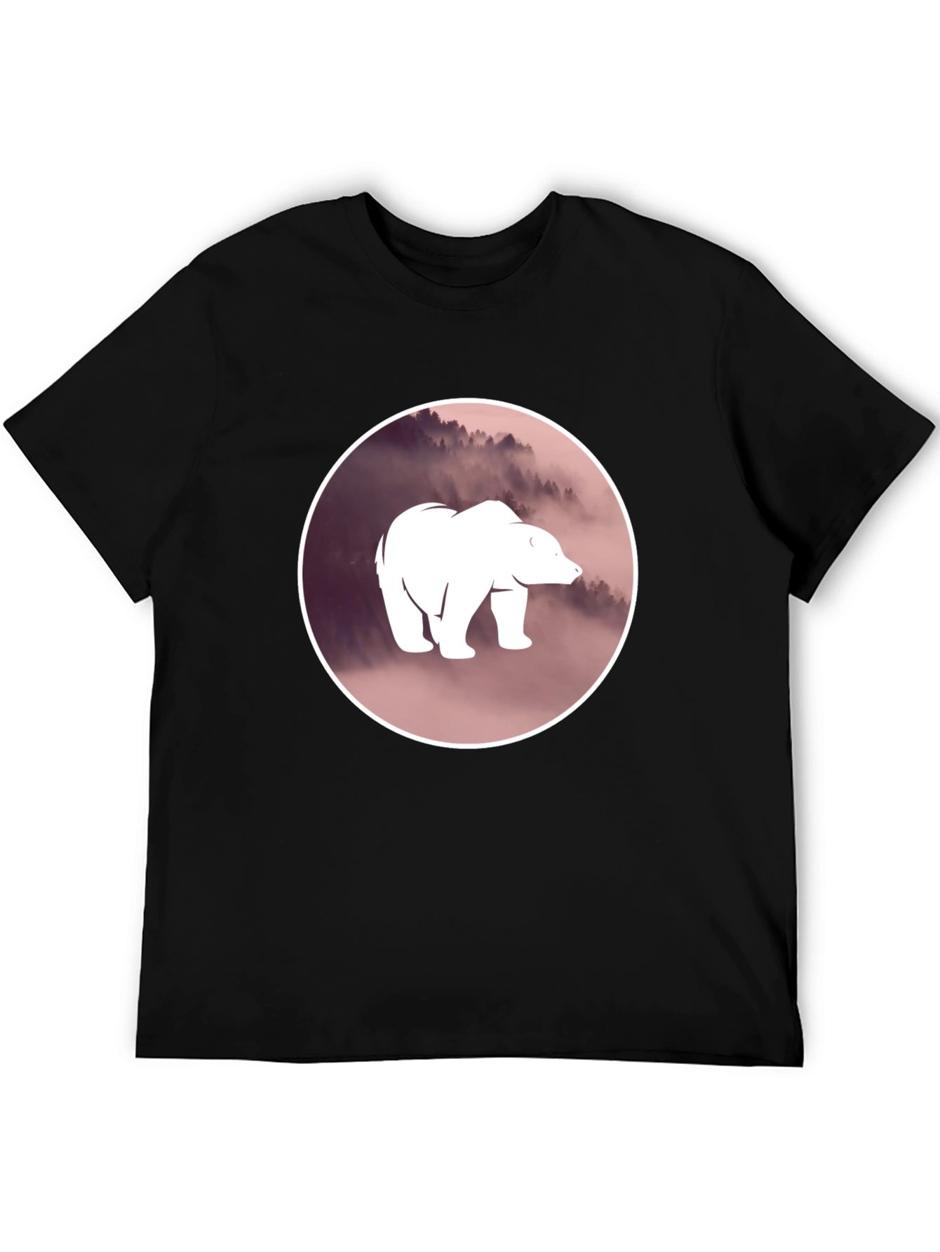 Bear Silhouette Graphic Black T-Shirt