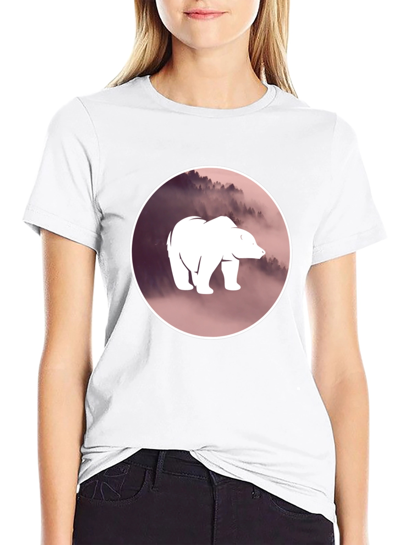 Bear Silhouette Graphic Black T-Shirt