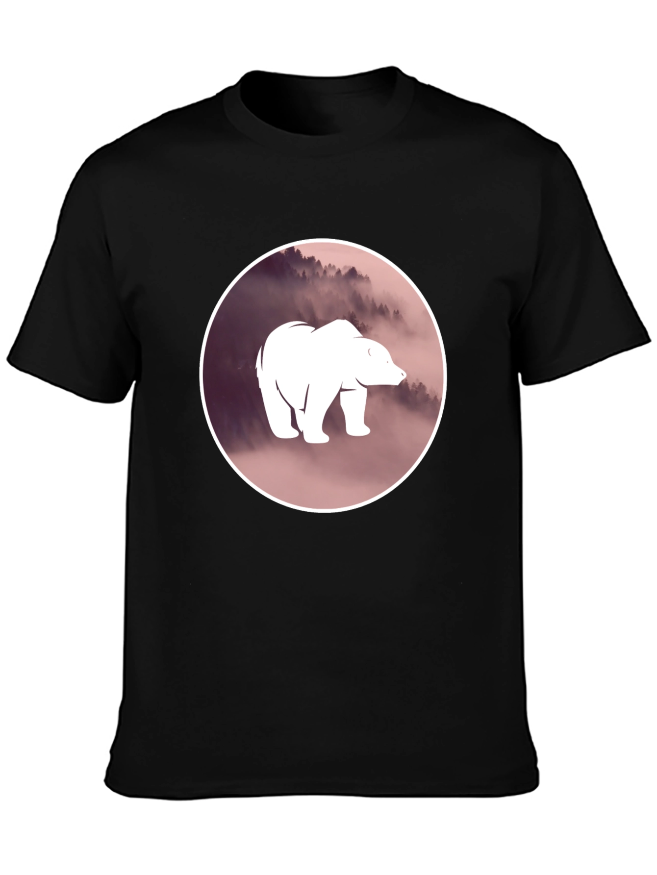 Bear Silhouette Graphic Black T-Shirt