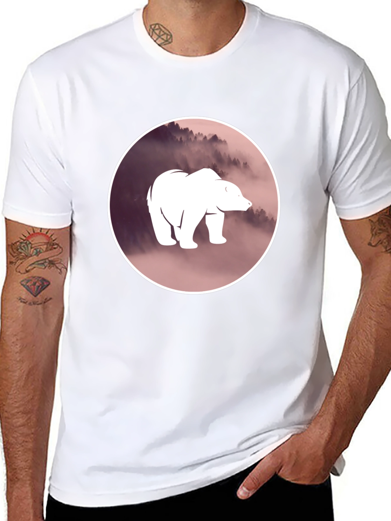 Bear Silhouette Graphic Black T-Shirt