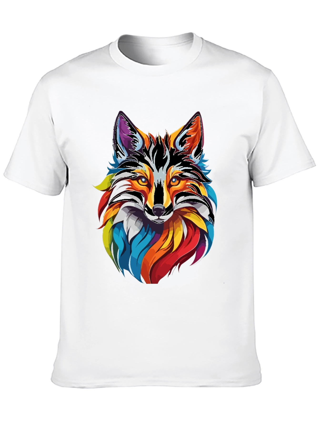 Vibrant Fox Graphic Tee - Mens Black Cotton T-Shirt