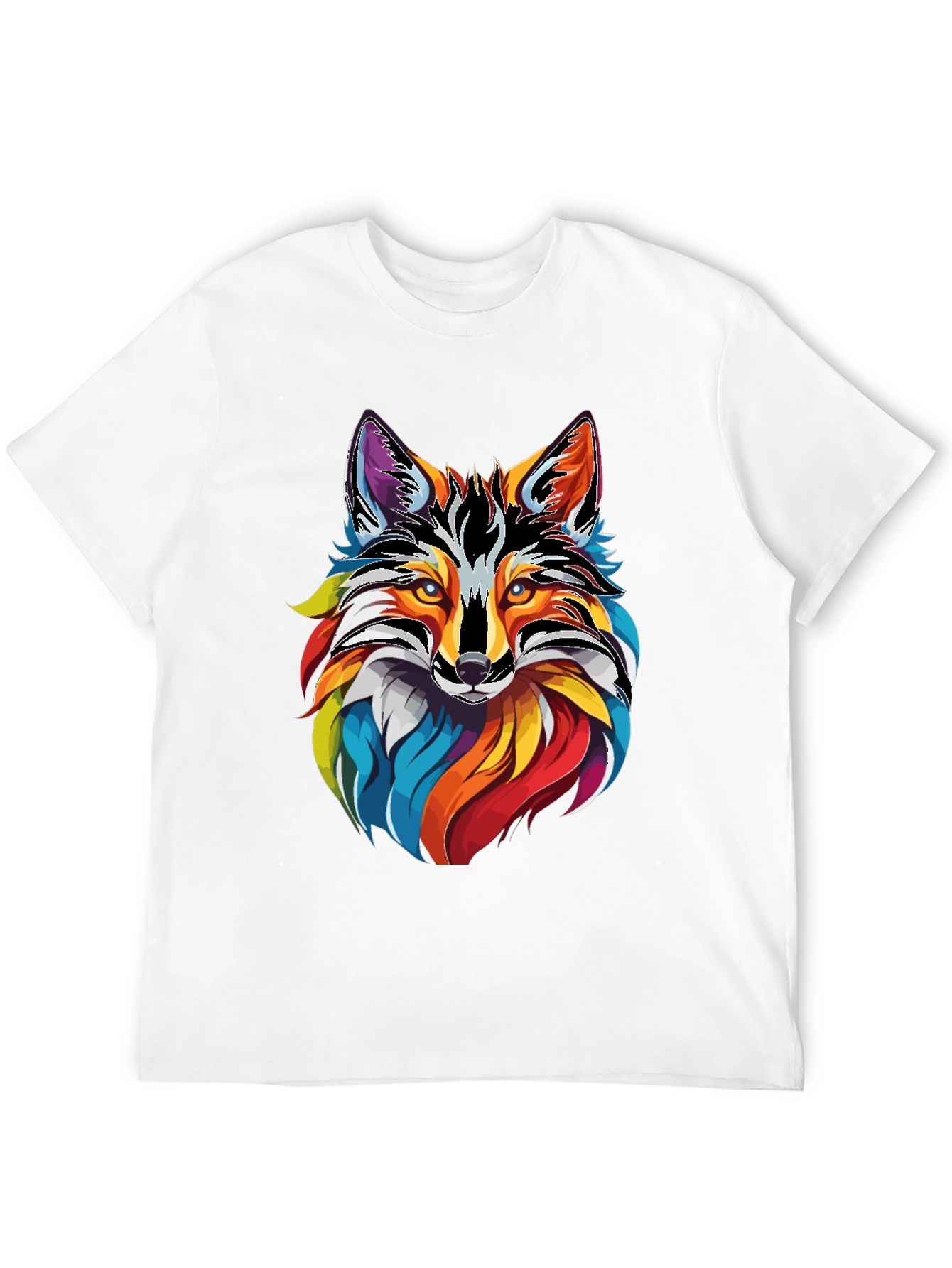 Vibrant Fox Graphic Tee - Mens Black Cotton T-Shirt