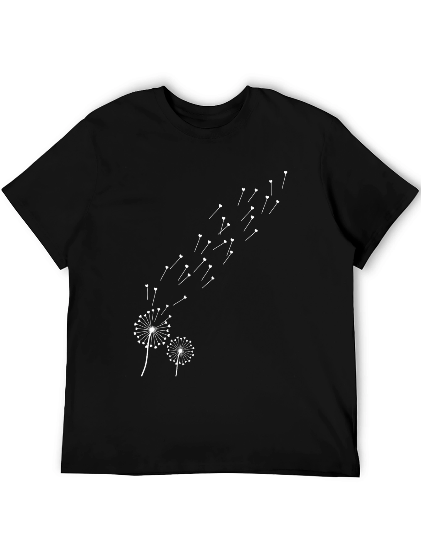 Dandelion Wishes Black Cotton T-Shirt