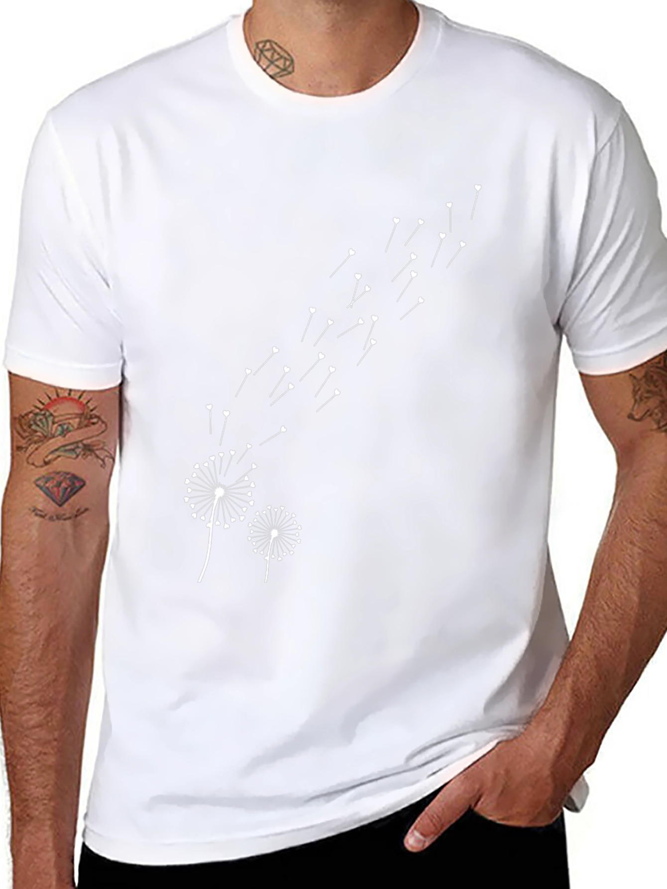 Dandelion Wishes Black Cotton T-Shirt