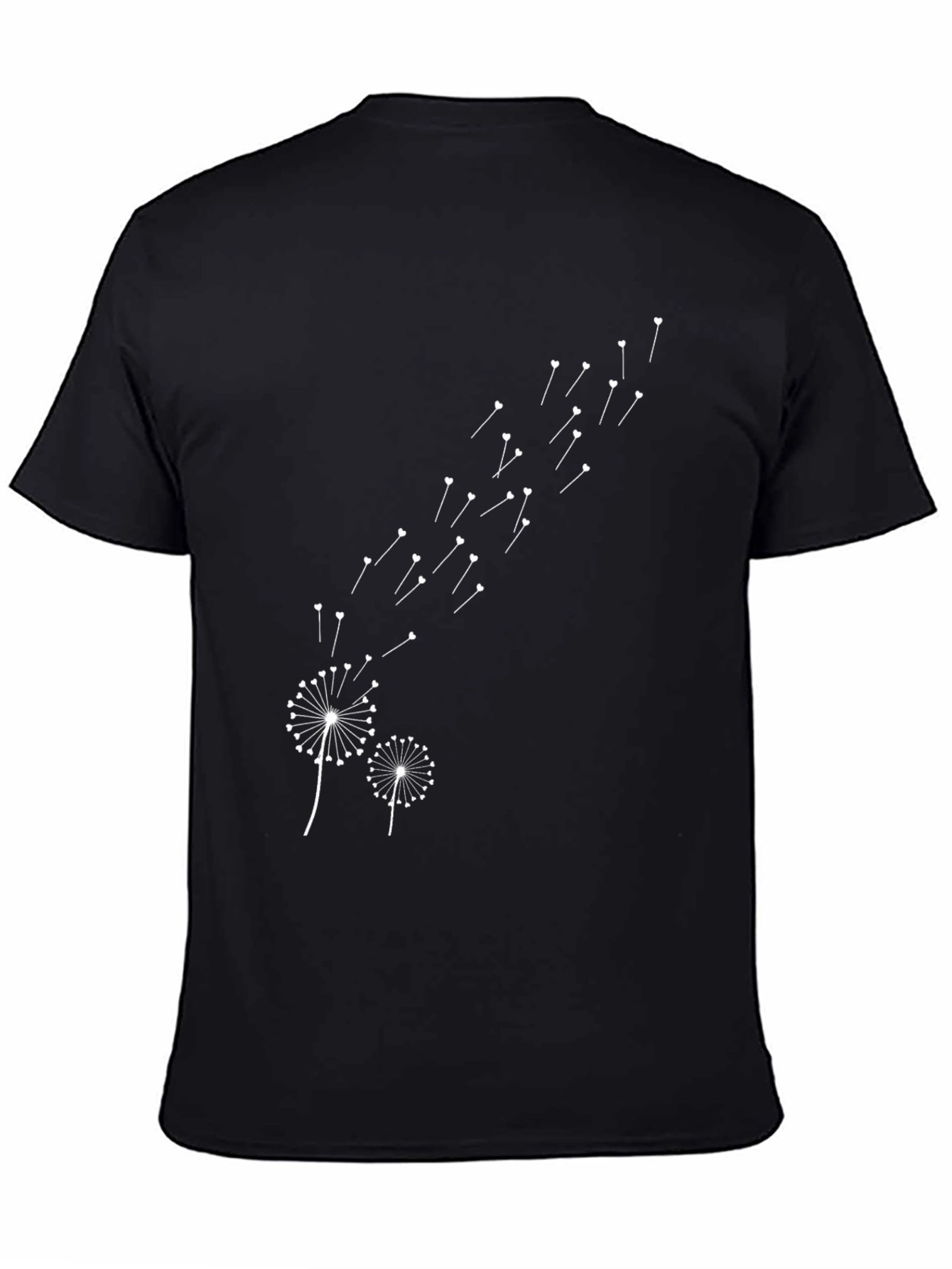 Dandelion Wishes Black Cotton T-Shirt