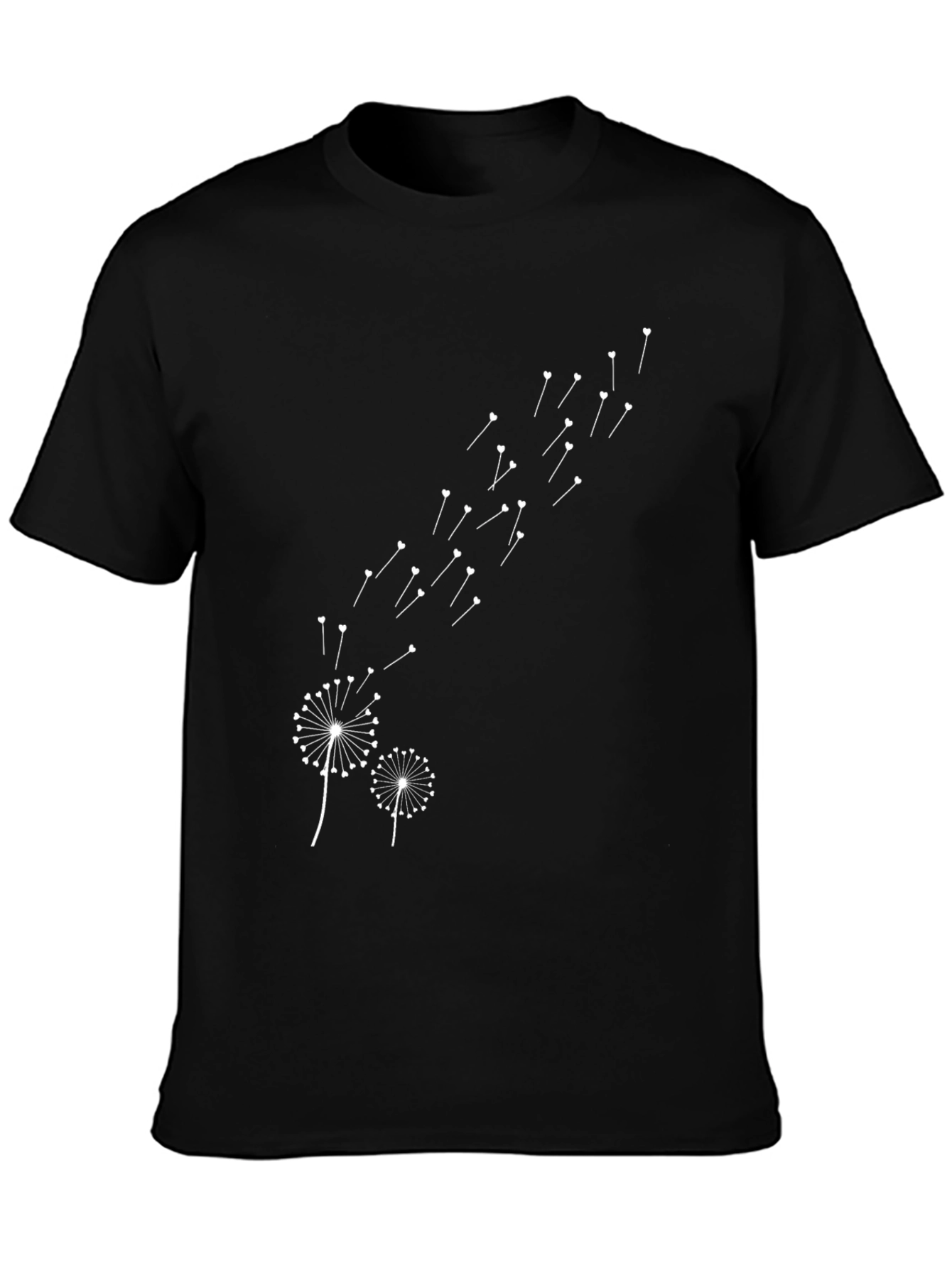 Dandelion Wishes Black Cotton T-Shirt