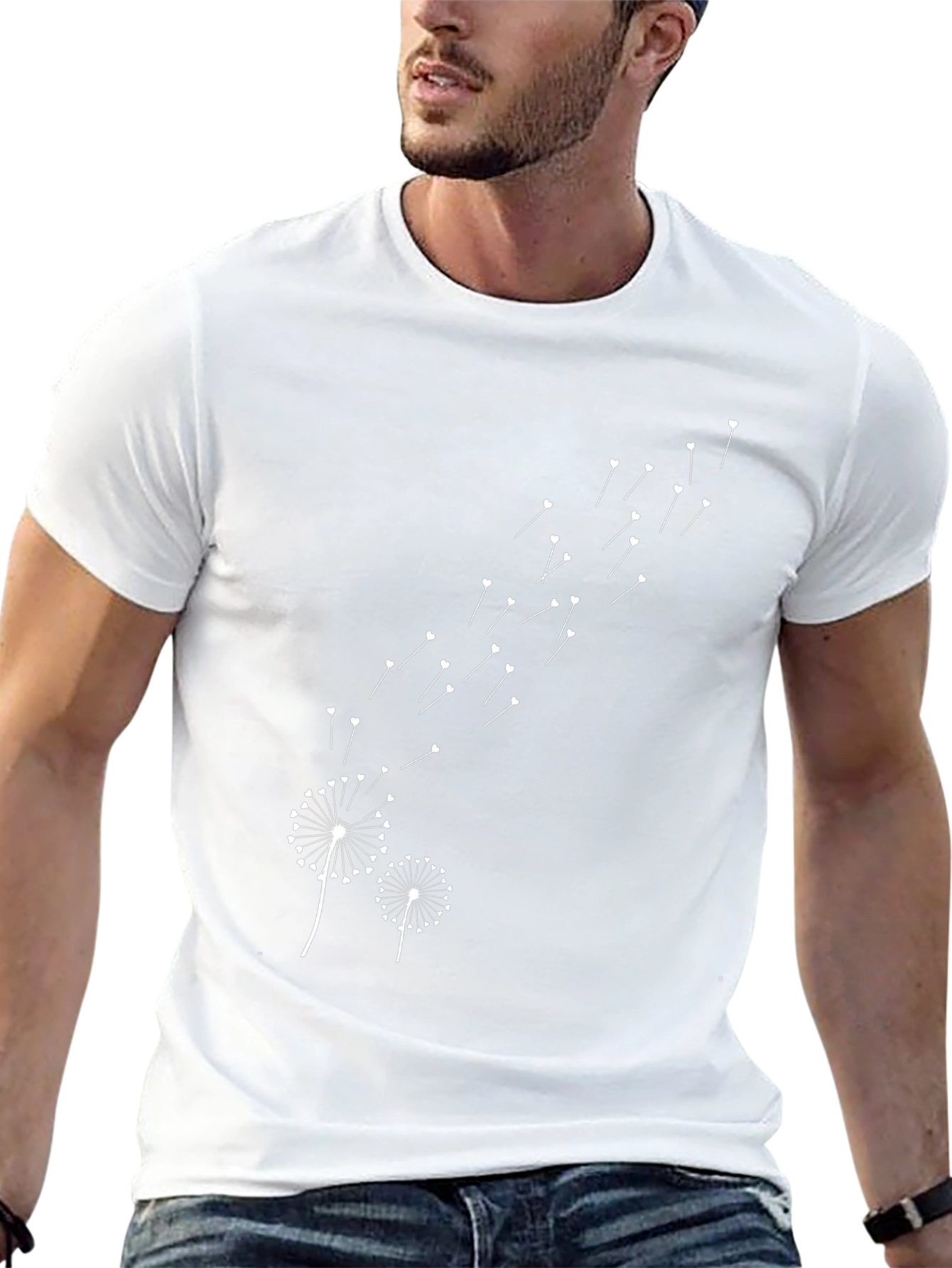 Dandelion Wishes Black Cotton T-Shirt