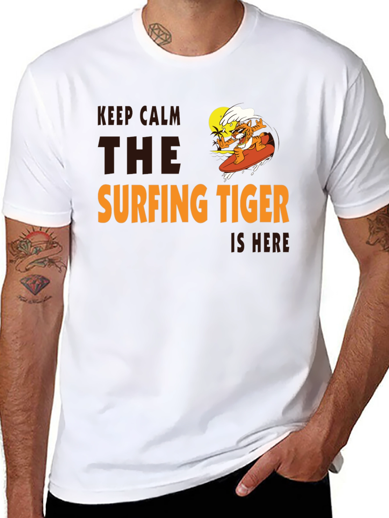 Surfing Tiger T-Shirt: Keep Calm Its Here!