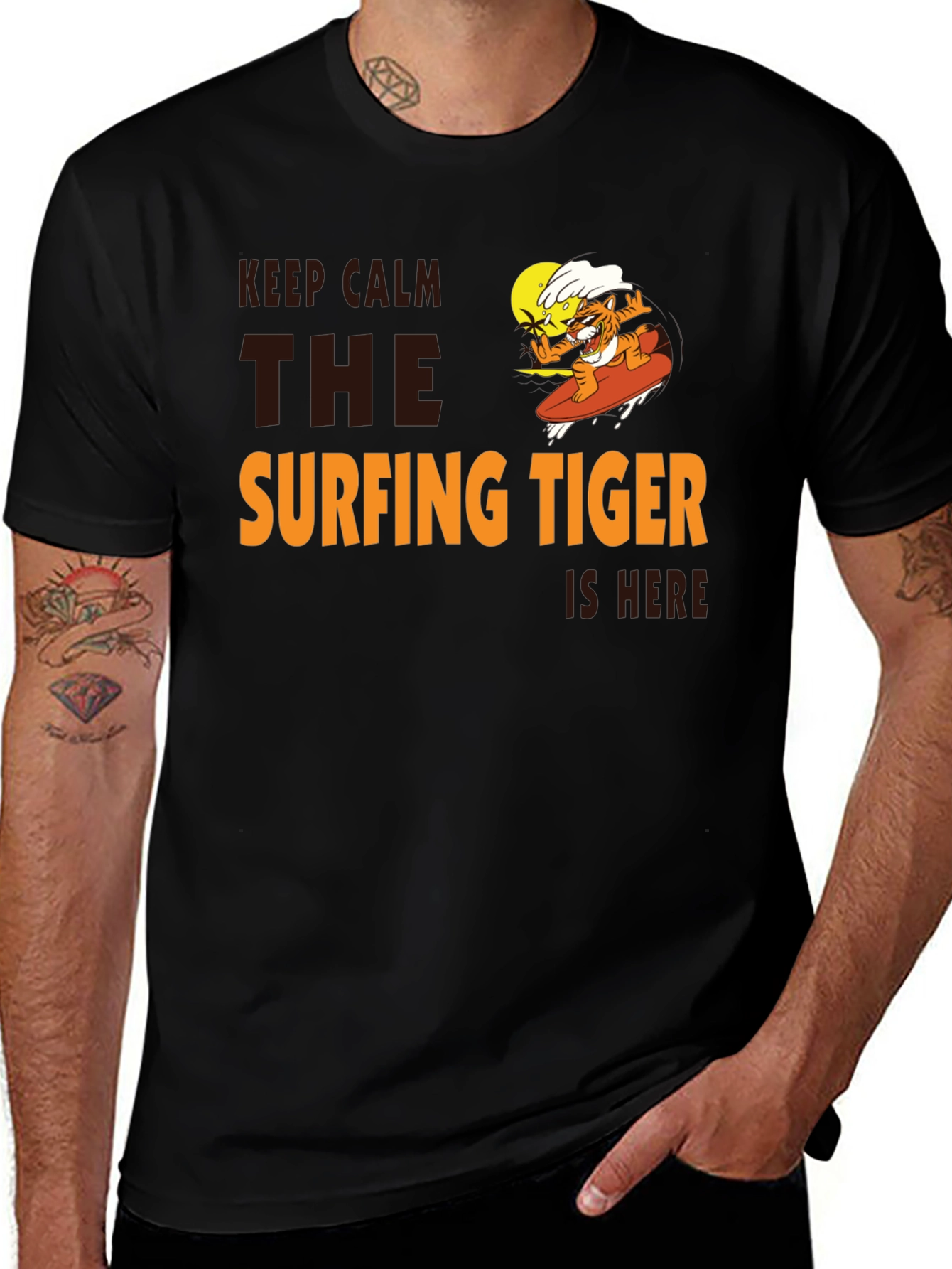 Surfing Tiger T-Shirt: Keep Calm Its Here!