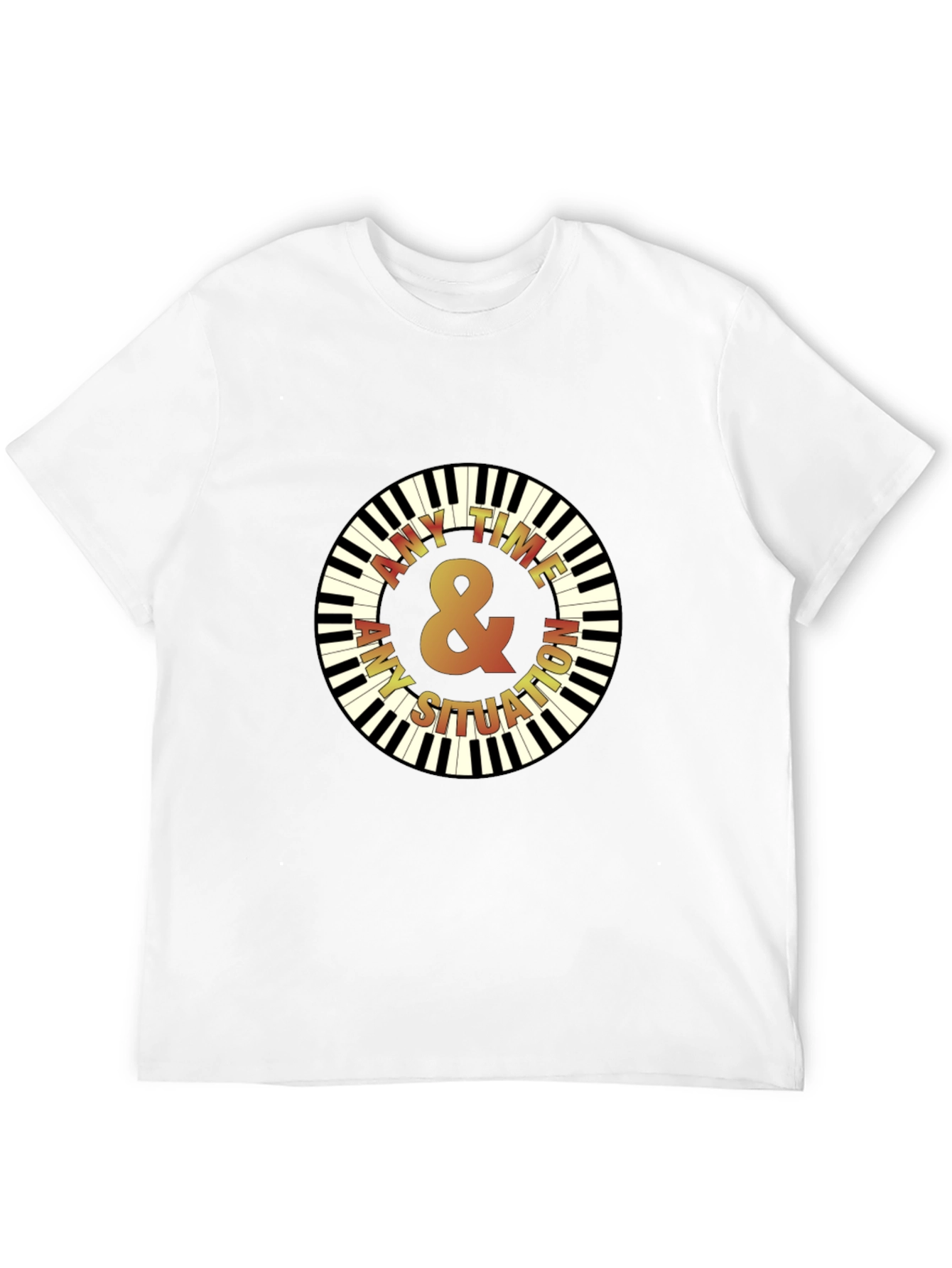 Any Time Piano Keys Graphic Black T-Shirt