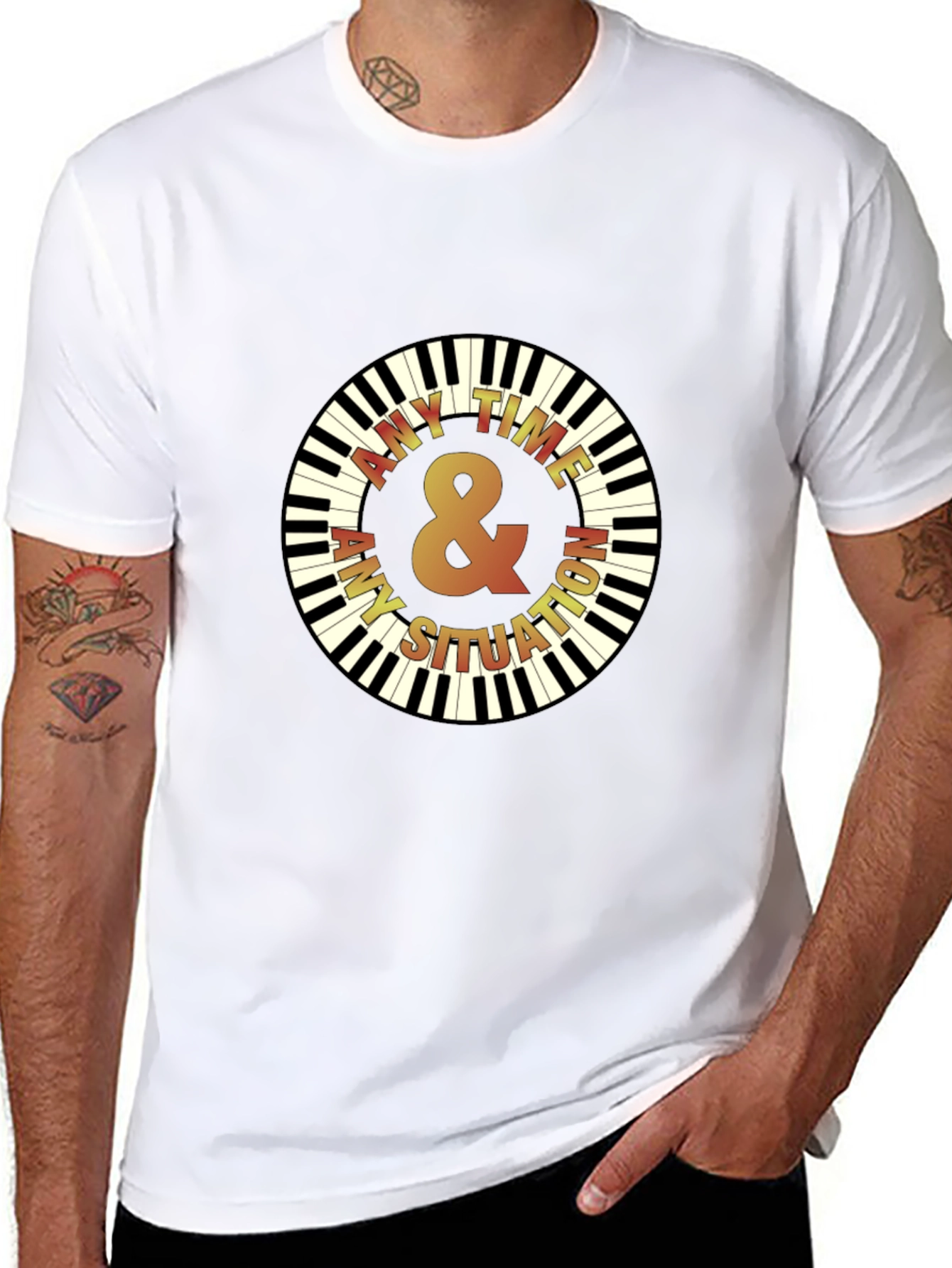 Any Time Piano Keys Graphic Black T-Shirt