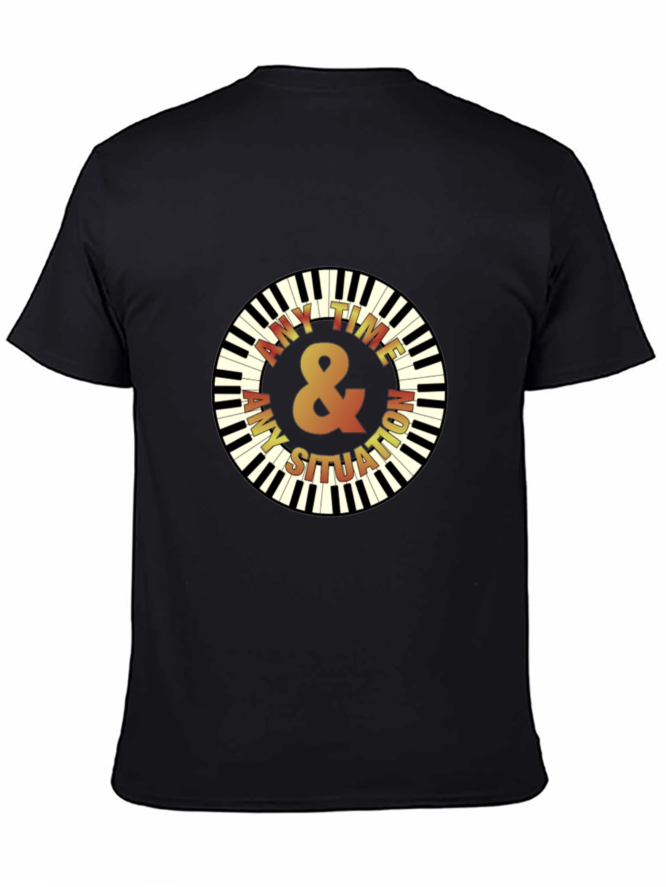Any Time Piano Keys Graphic Black T-Shirt